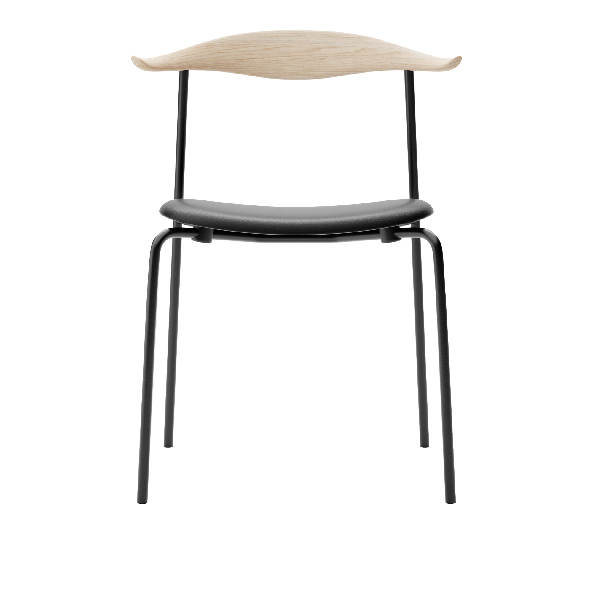 Carl Hansen - CH88P - Svart stål, Ek, Tvålad, Lädergrupp A Loke - 7150 - Matstolar - Hans J. Wegner - Svart - Läder/Trä