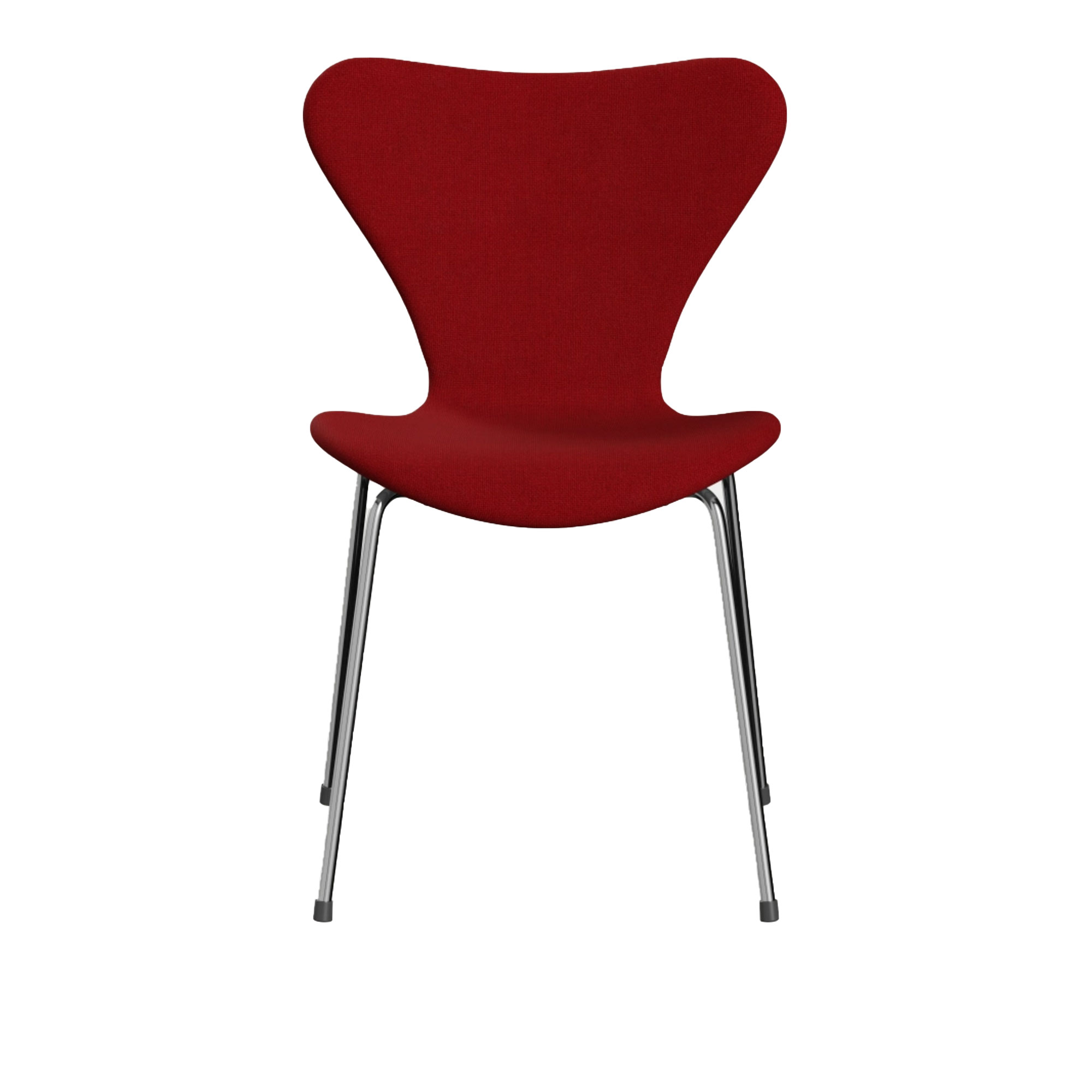 Fritz Hansen - 3107 Sjuan - Helklädd, Tyg, Hallingdal 674 - Matstolar - designer_arne_jacobsen - Röd - Metall/Trä/Textilmaterial