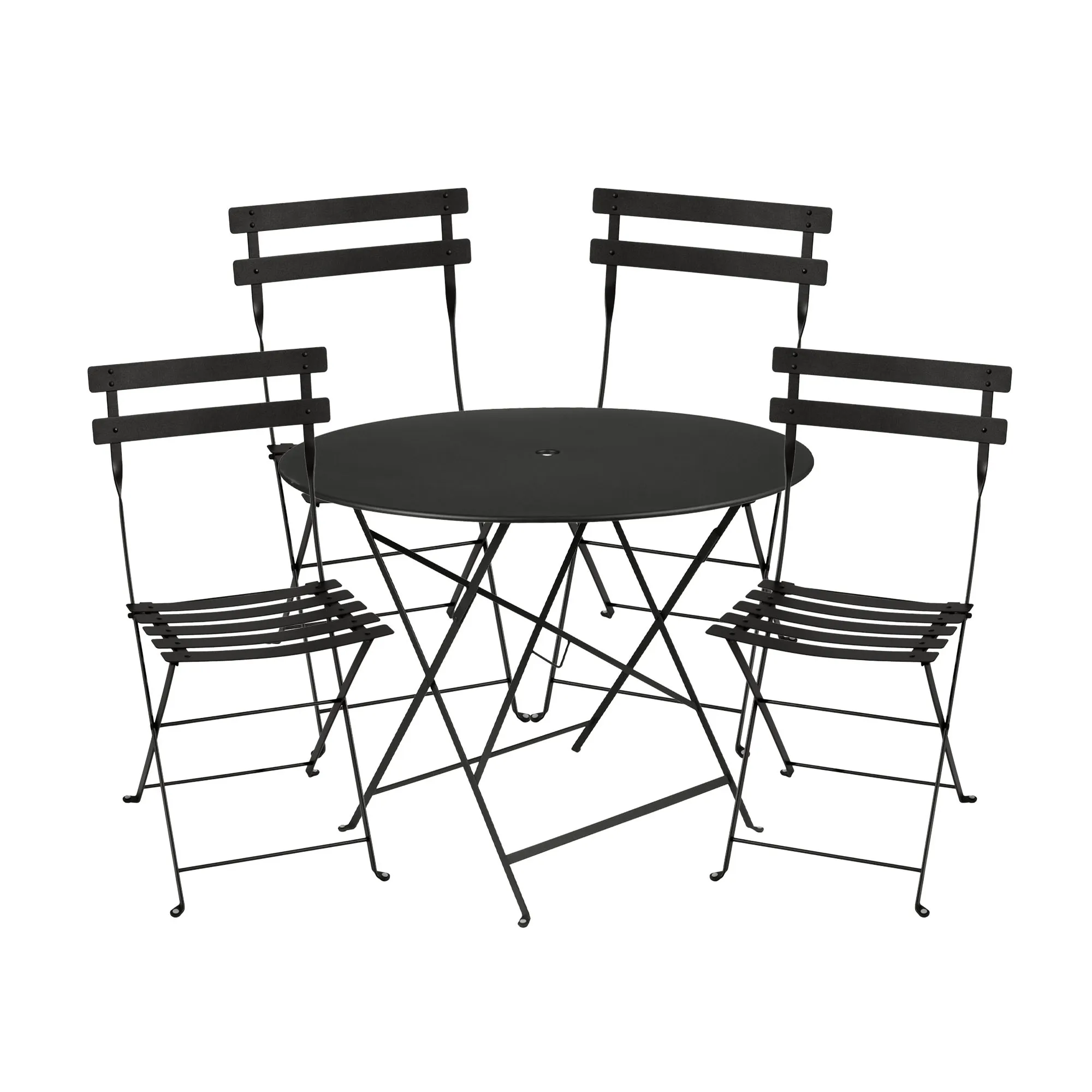 Bistro matgrupp Ø96cm & 4 metall stolar