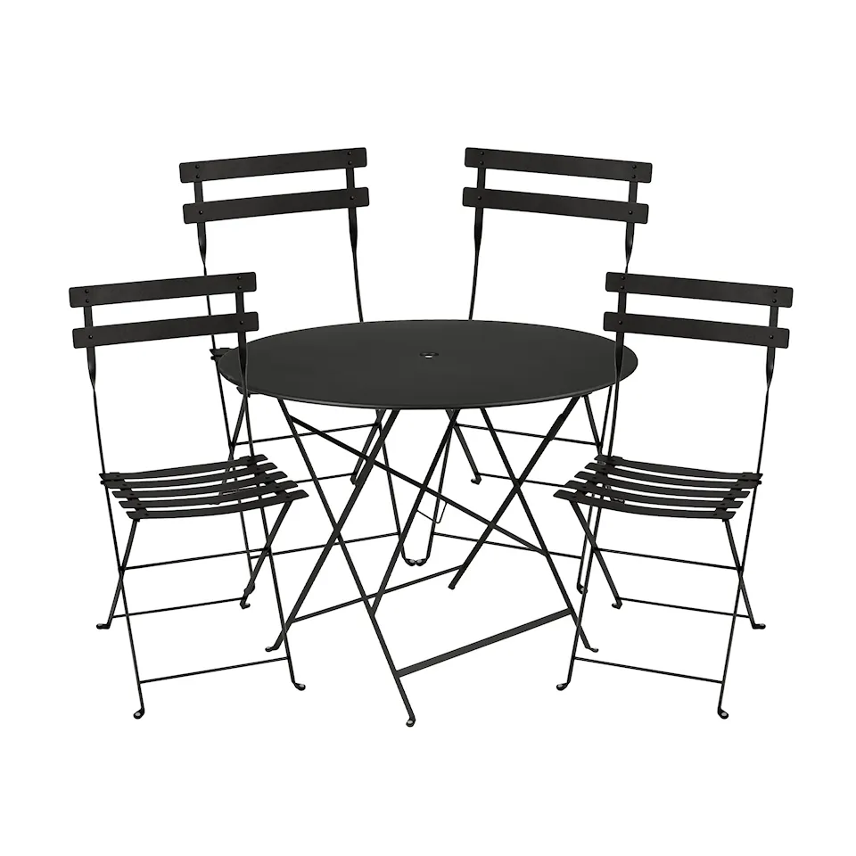 Bistro matgrupp Ø96cm & 4 metall stolar
