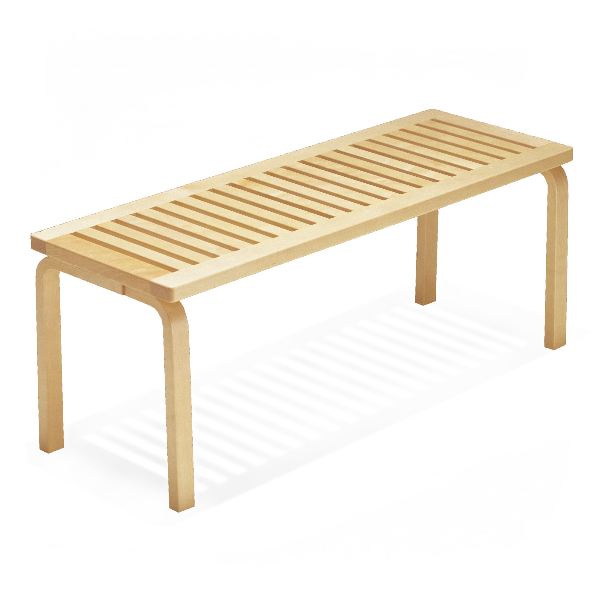 Artek - B&auml;nk 153A - Klarlackad Bj&ouml;rk - TV-b&auml;nkar - Alvar Aalto - Tr&auml;f&auml;rgad - Tr&auml;