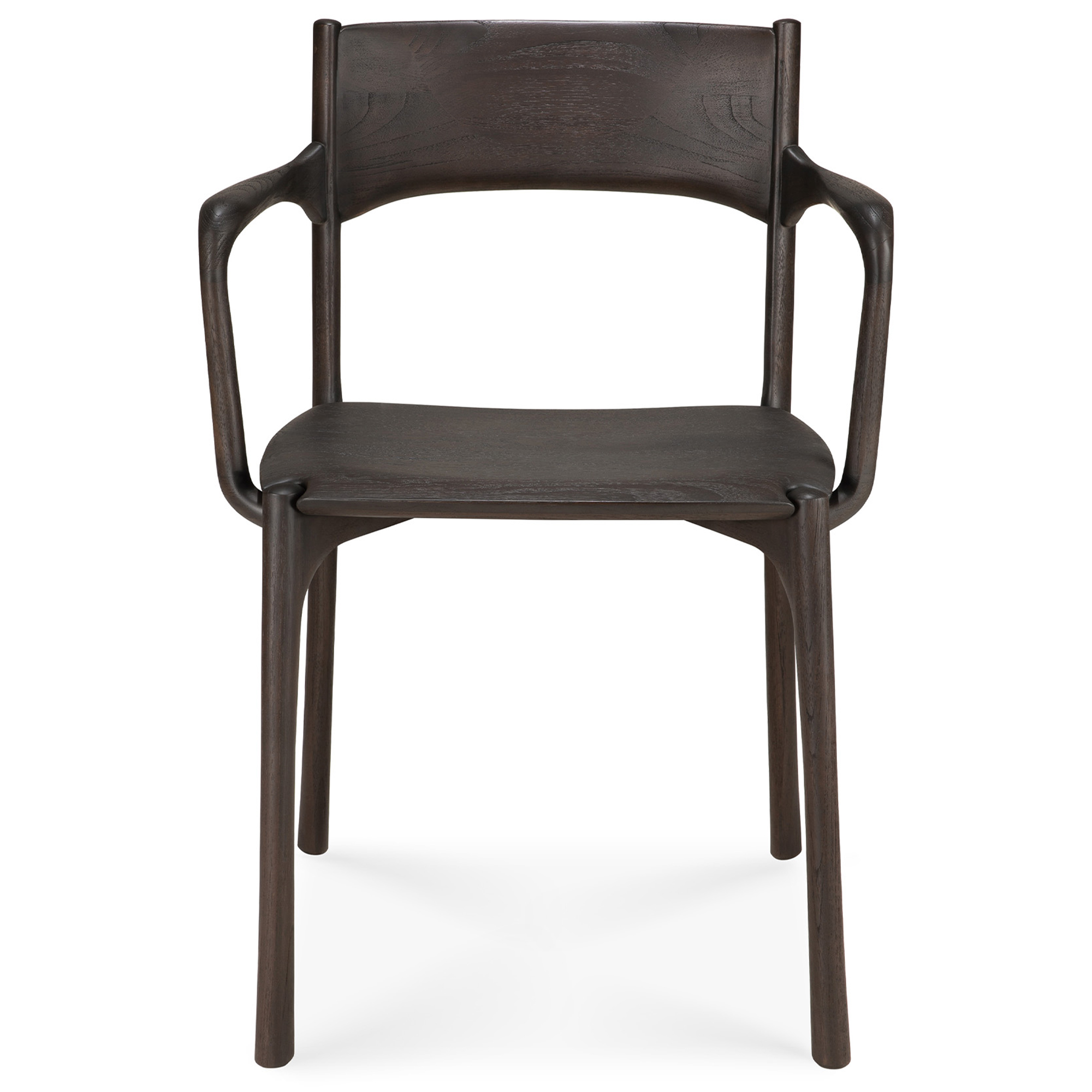 Ethnicraft - PI Dining Chair - Varnished Teak - Dark Brown - With Arms - Matstolar - Alain Van Havre - Träfärgad - Trä | Möbler - Stolar Och Pallar - Matstolar | Möbelexperten