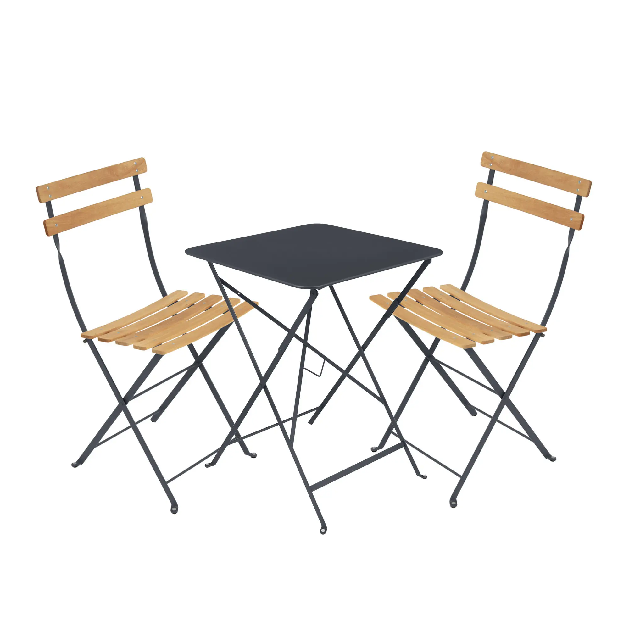 Bistro matgrupp bord 57cm & 2 trä stolar