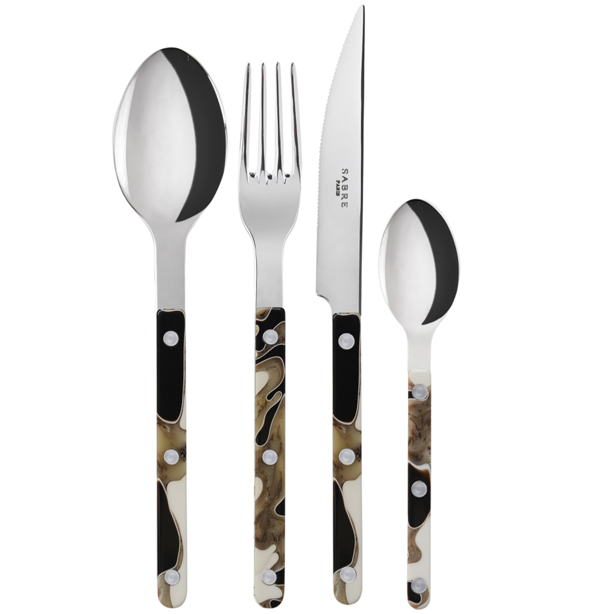 Sabre Paris - Bistrot 4 Pieces Cutlery Set Dune - Black - Bestickset | Servering - Bestick - Bestickset | Möbelexperten