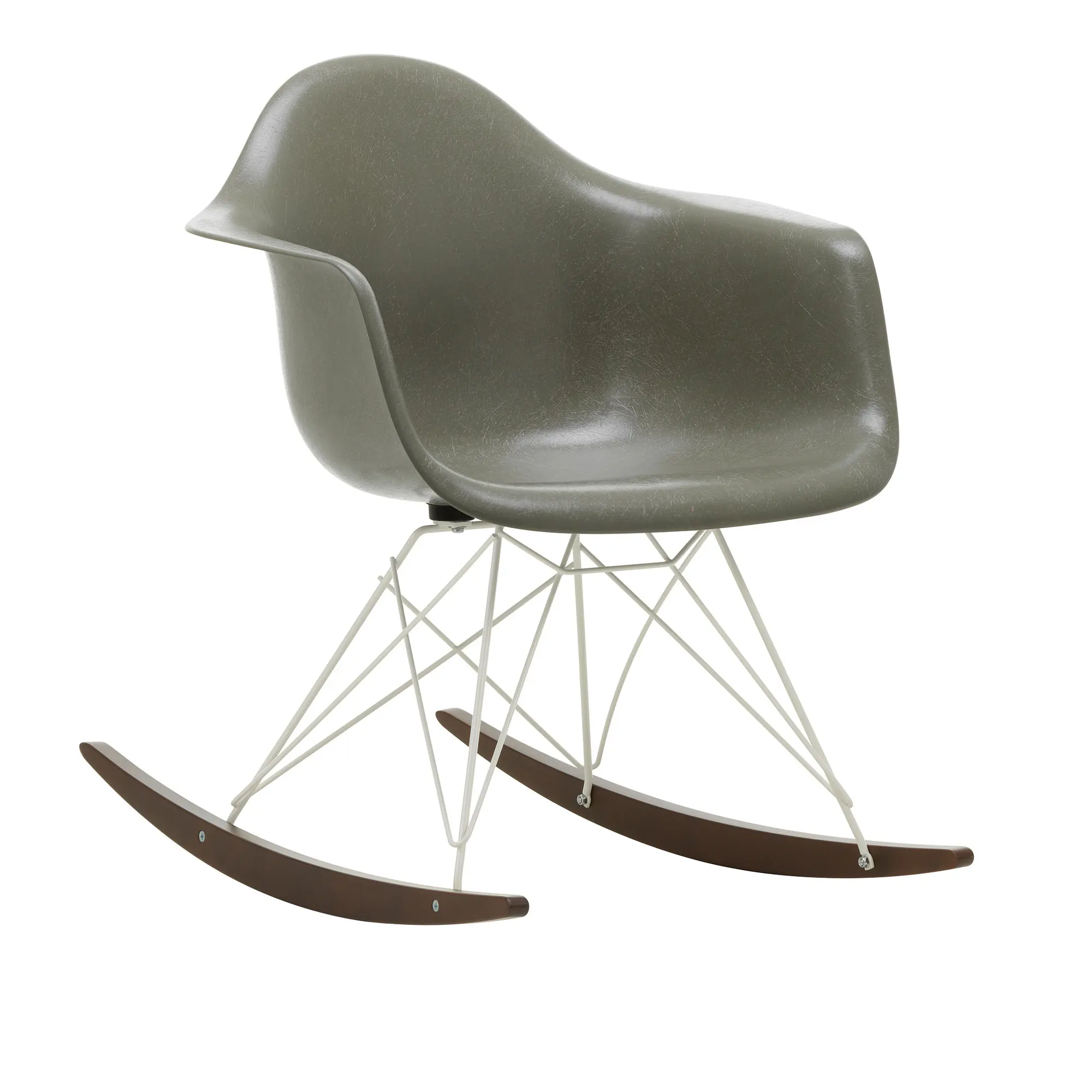 Eames Fiberglass Armchair RAR gyngestol White/Dark Maple