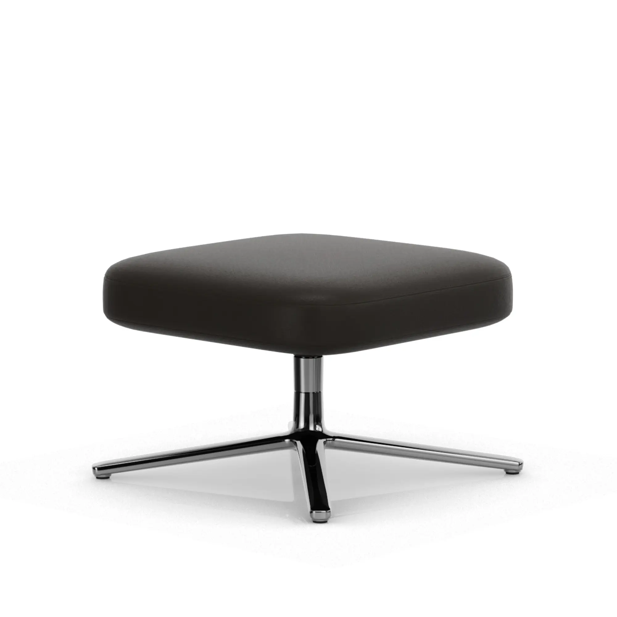 Repos Ottoman Low, Aluminium Polished Base, Back/Seat Leather Premium L40 Chocolate