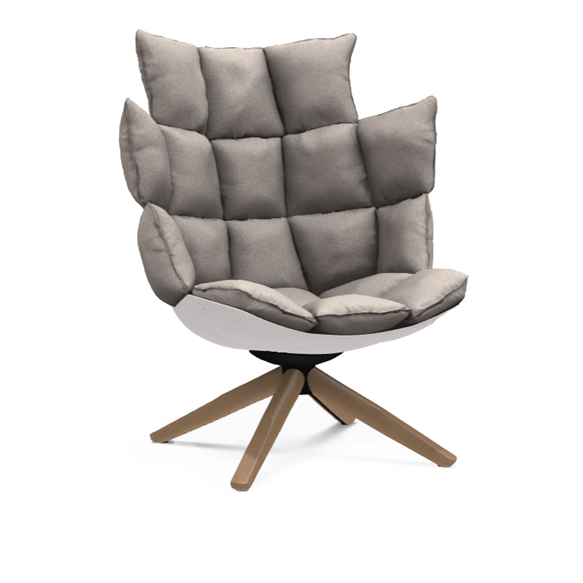 B&B Italia - Husk H3G Cat. M Milo 200 White shell, brushed light oak - Snurrfåtöljer - Patricia Urquiola - Beige - Trä/Textilmaterial/Syntetiskt