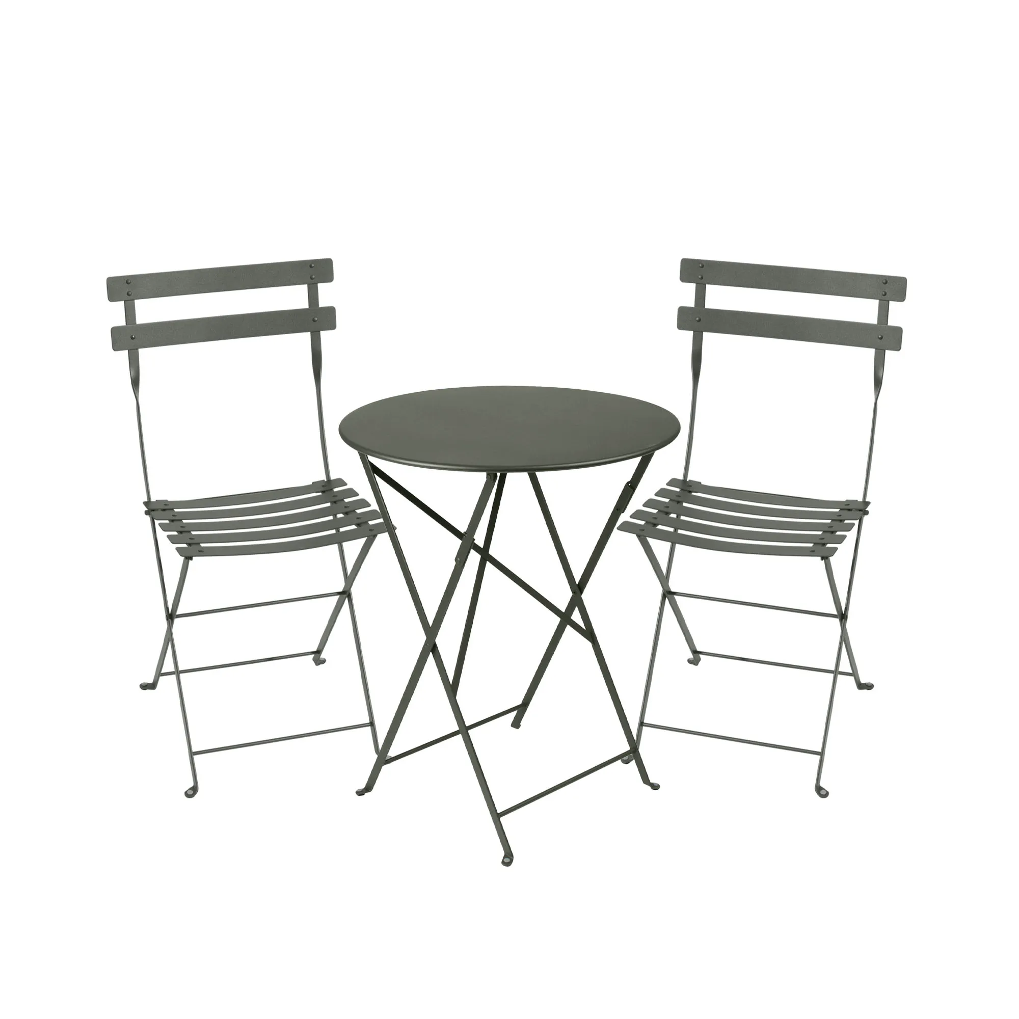 Bistro matgrupp Ø60cm & 2 metall stolar