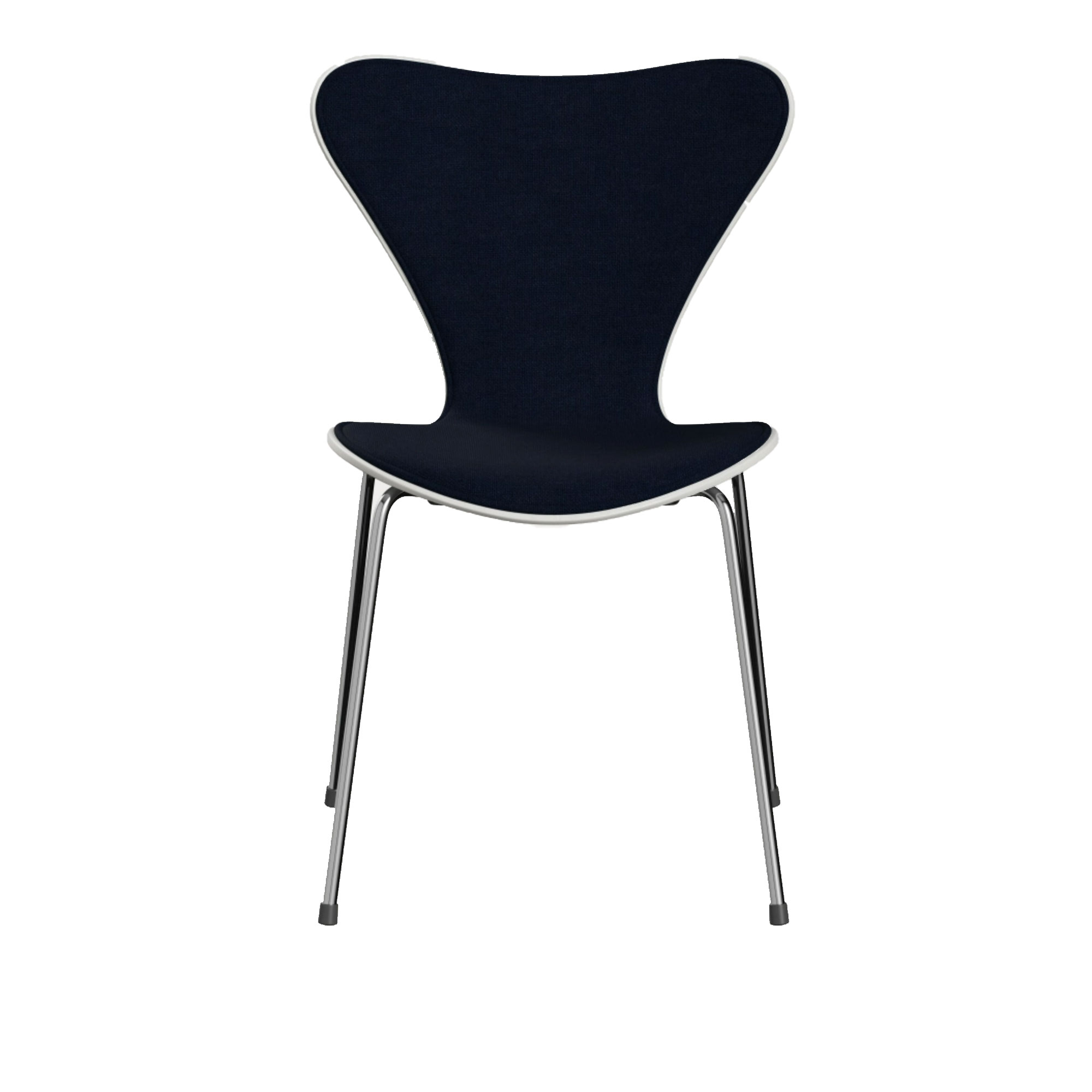 Fritz Hansen - 3107 Sjuan - Framsidesklädd, White, Tyg, Hallingdal 764 - Matstolar - designer_arne_jacobsen - Blå - Metall/Trä/Textilmaterial