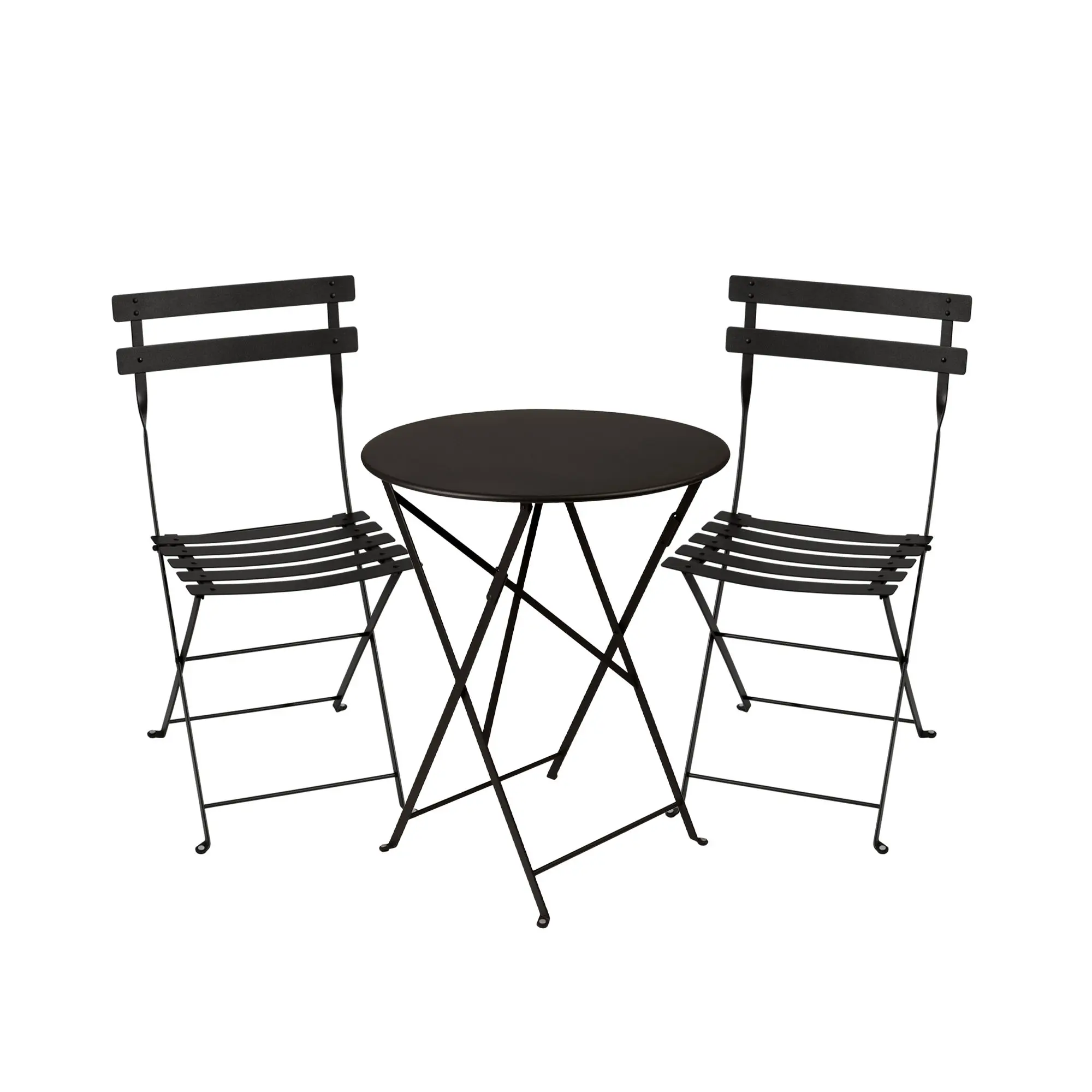 Bistro matgrupp Ø60cm & 2 metall stolar
