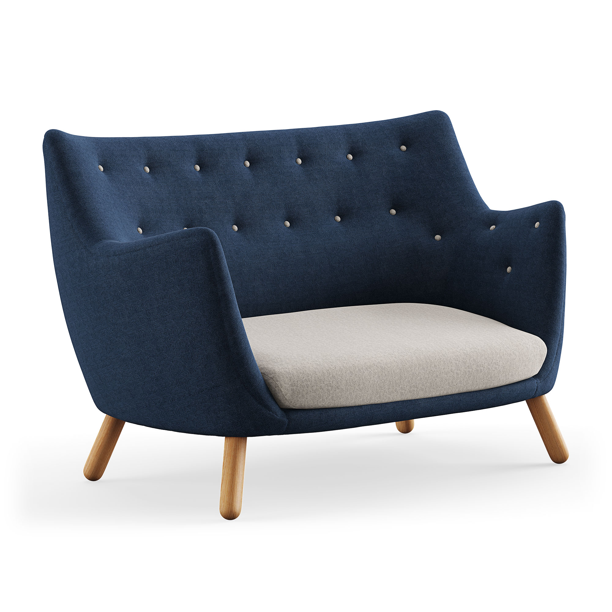 House of Finn Juhl - Poet Sofa, Dark oiled oak, Cat. 2 Hallingdal 65 - 764/110 - Soffor - Finn Juhl - Träfärgad,Grå,Blå | Möbler - Soffor Och Dagbäddar - Soffor | Möbelexperten