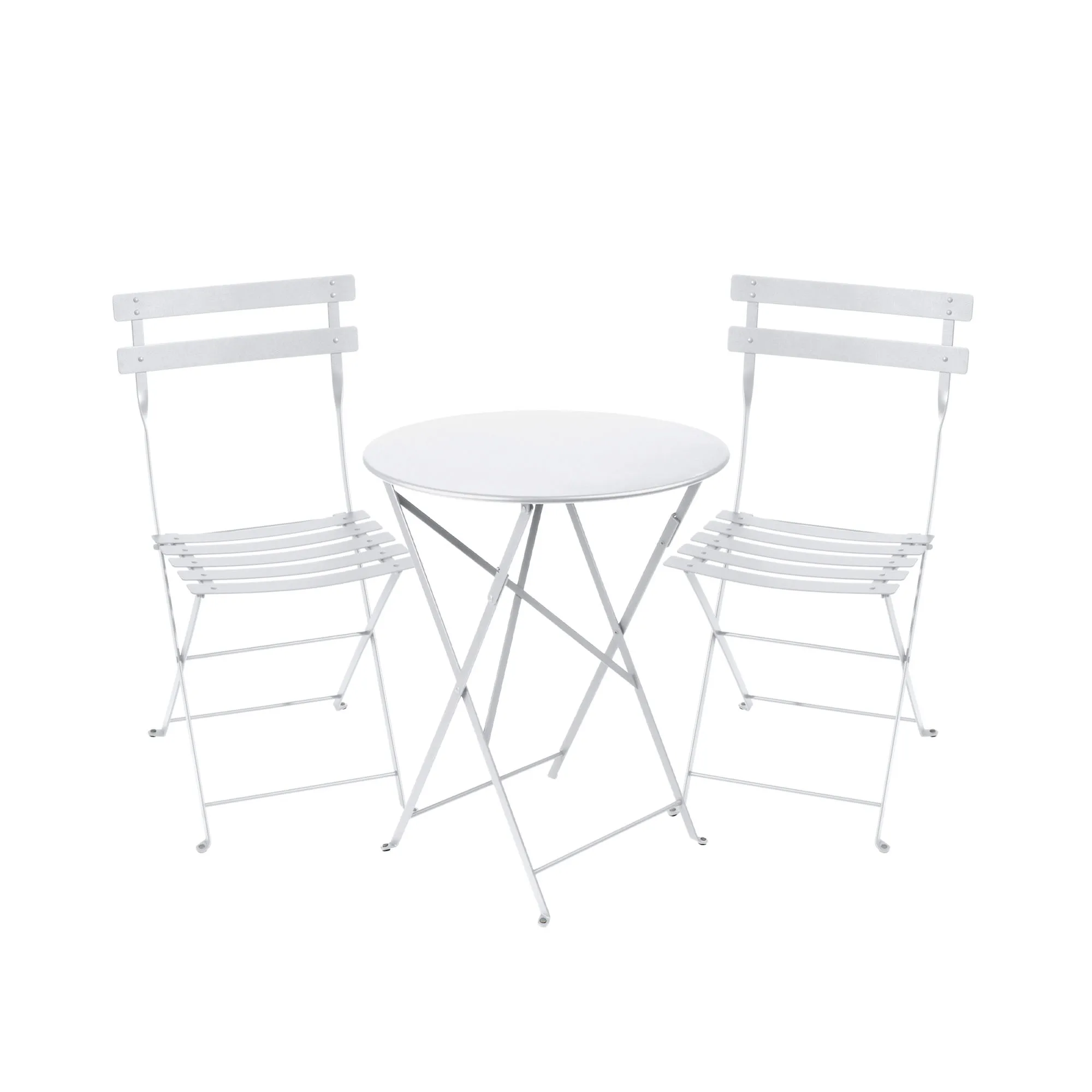 Bistro matgrupp Ø60cm & 2 metall stolar