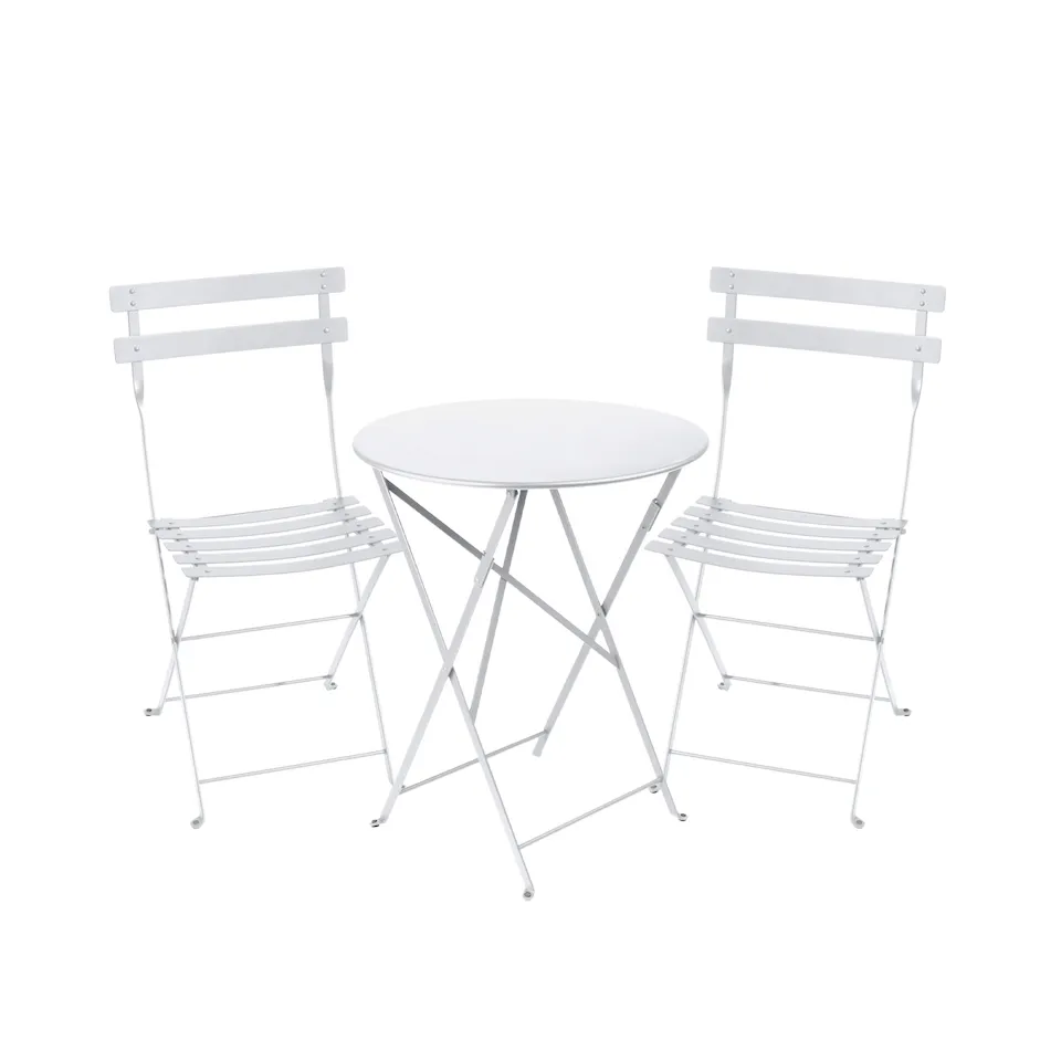 Bistro matgrupp Ø60cm & 2 metall stolar