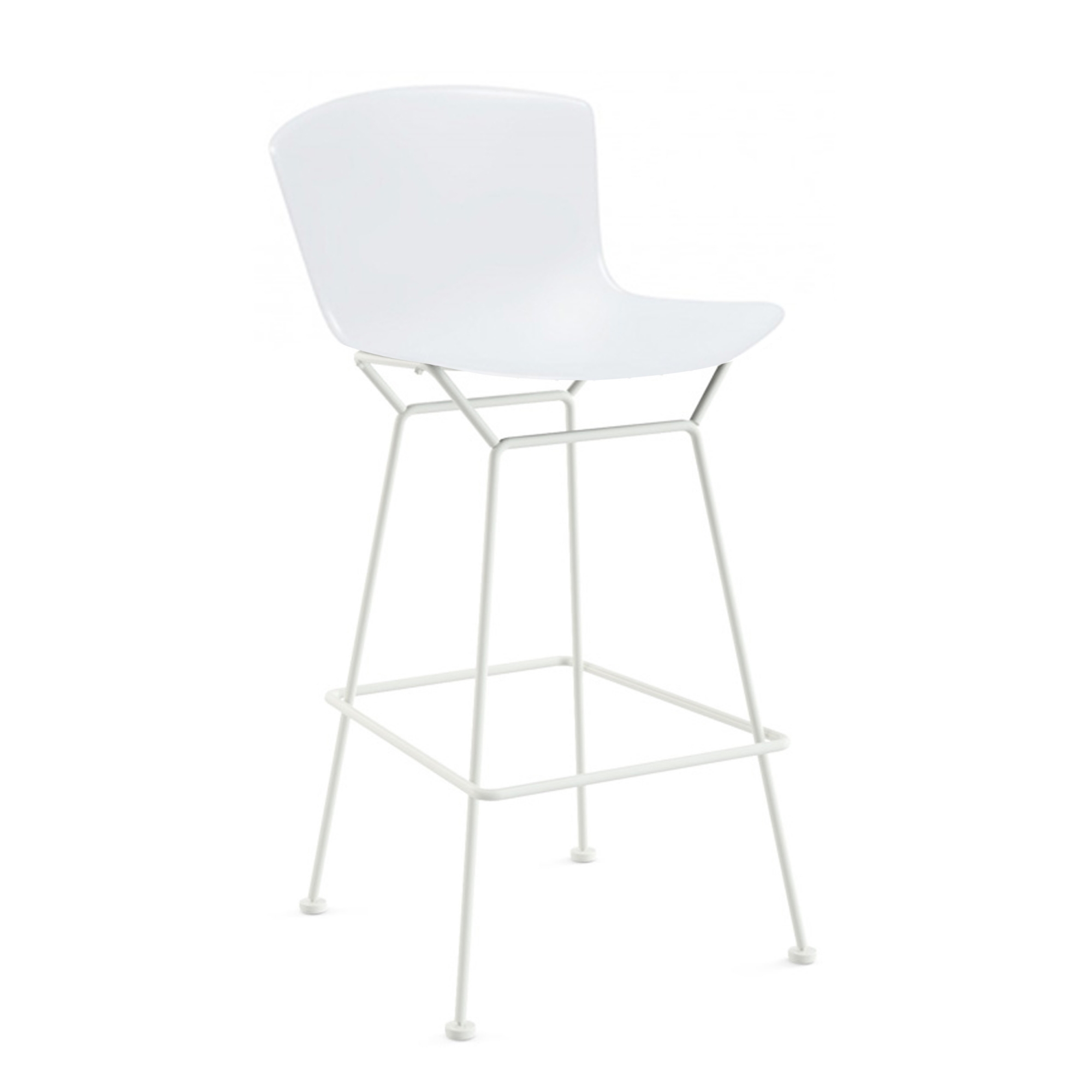 Knoll - Bertoia Plastic Bar Stool, sitthöjd 69 cm, Vitt underrede, Vit sits - Barstolar & barpallar - Harry Bertoia - Vit - Metall/Plast