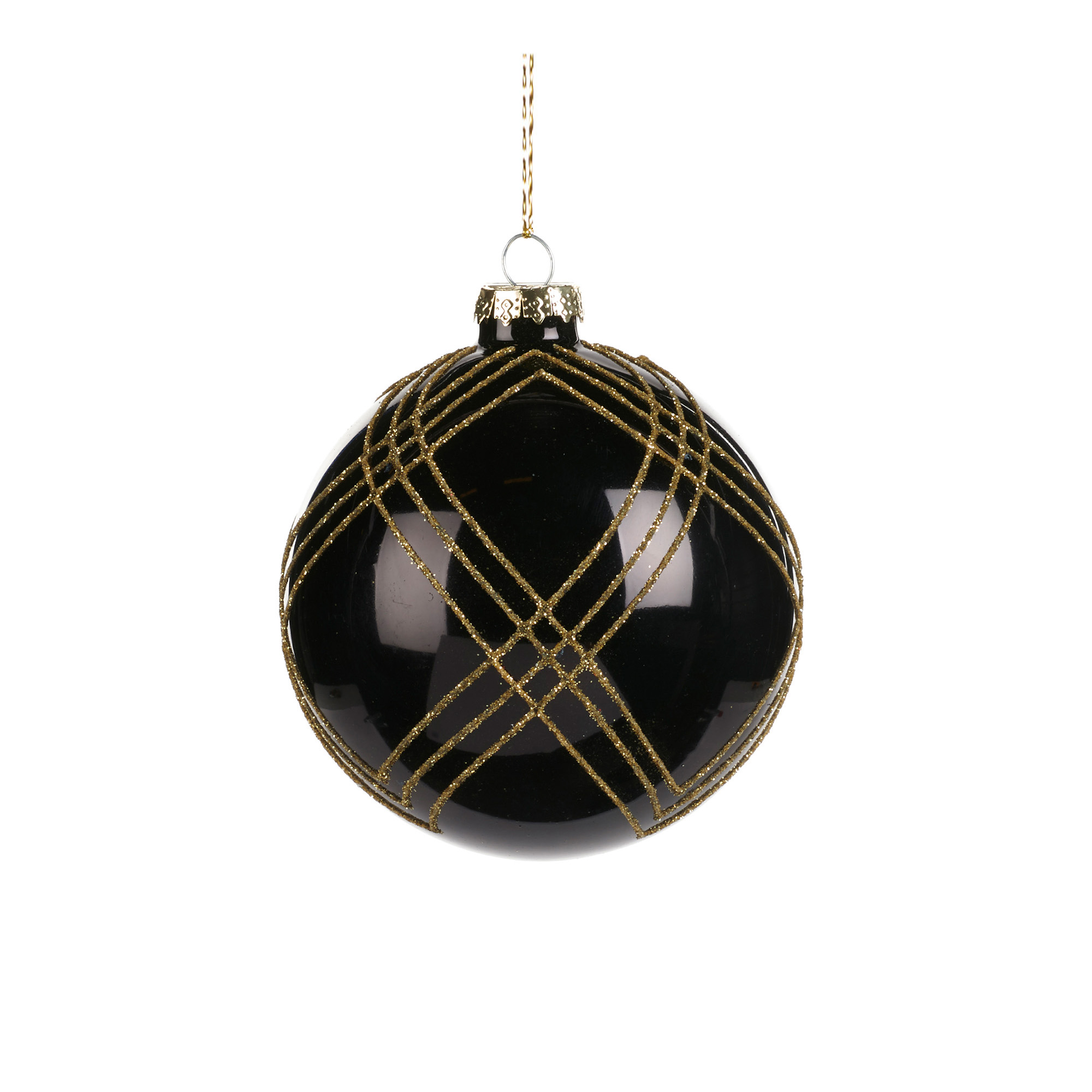 Holiday Collection - Striped Net Bauble - Guld,Svart