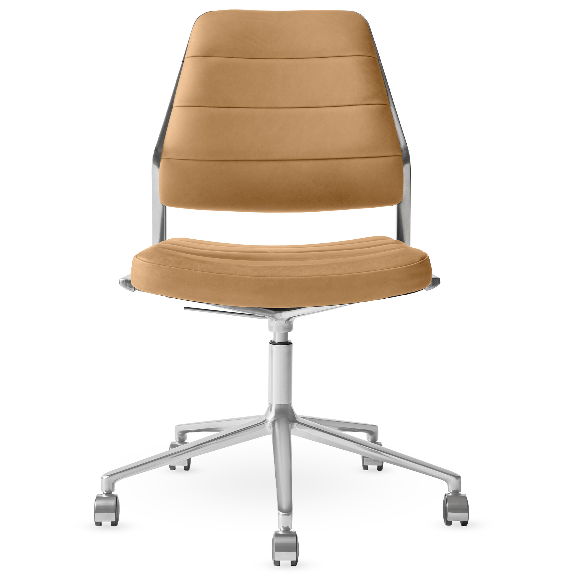 Vipp - Vipp454+ Swivel chair, polished, castors, Camel leather - Kontorsstolar