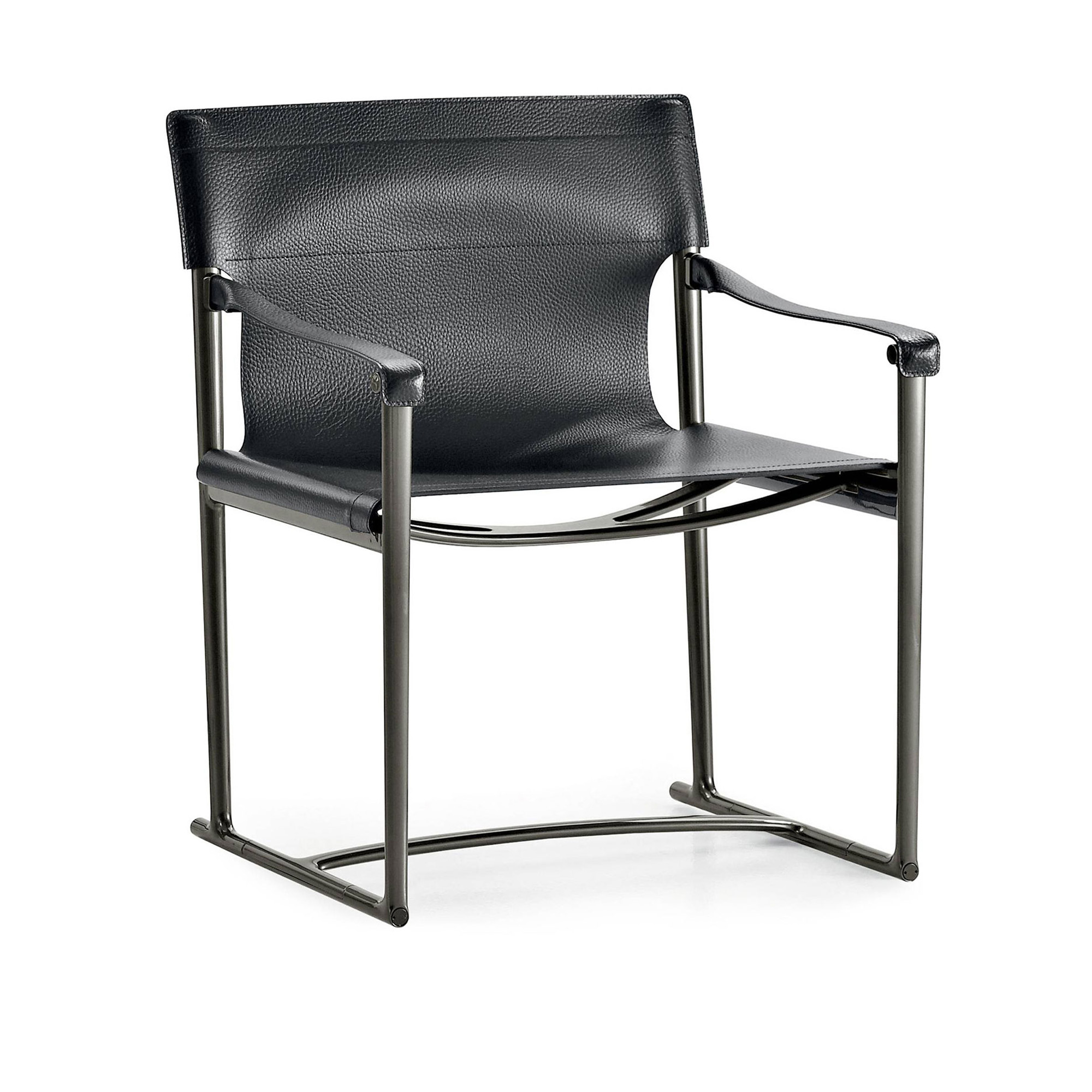 B&B Italia - Mirto Indoor - Karmstol, Sits: Svart, Ram: Tennmålad aluminium - Spisestoler - Antonio Citterio - Svart - Lær/Metall