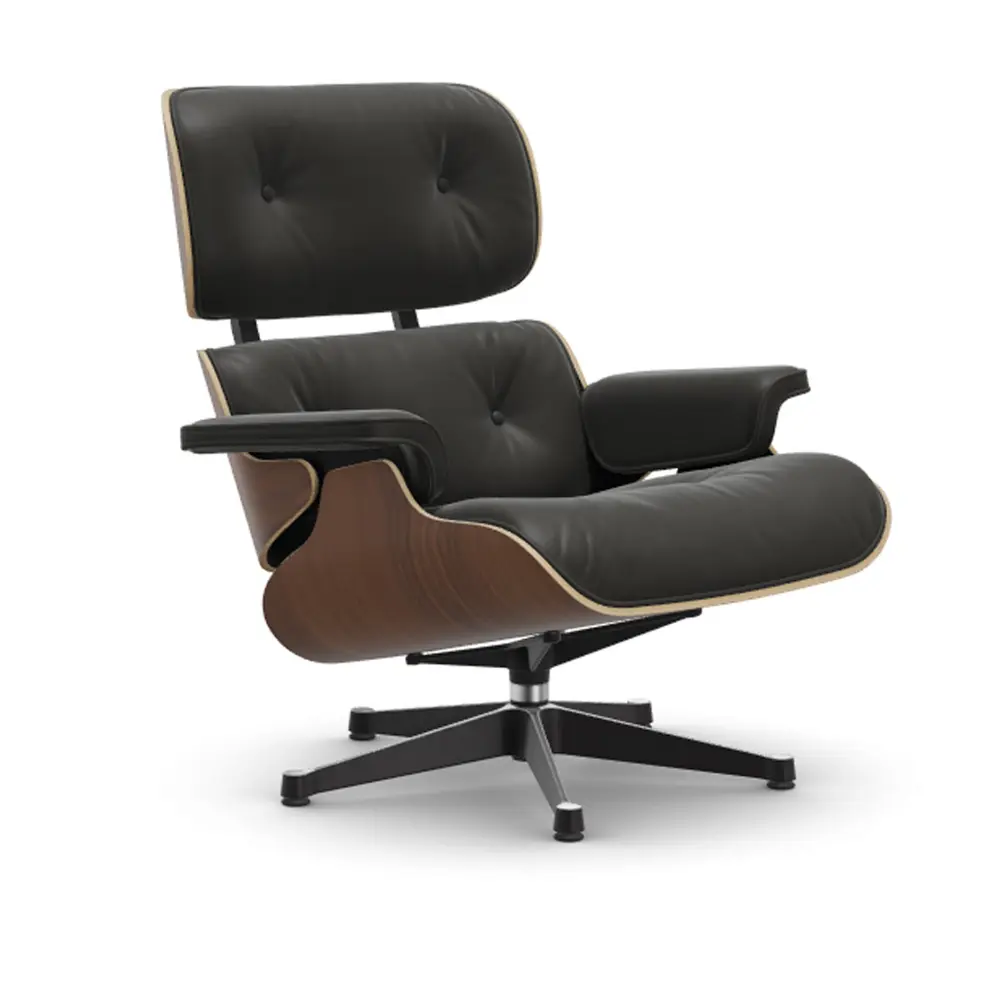 Eames Lounge Chair Black-pigmented Walnut Polished/Black fåtölj