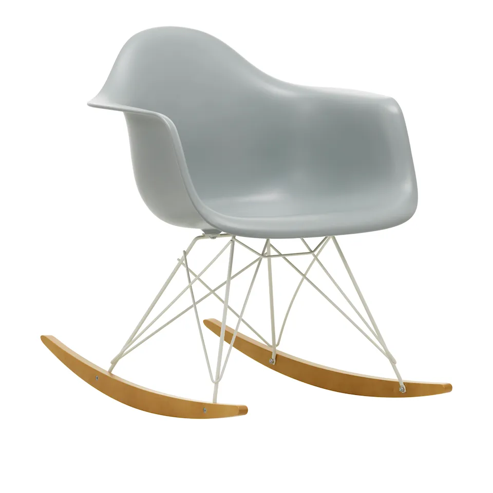 Eames RE Plastic Armchair RAR gungstol White/Golden Maple
