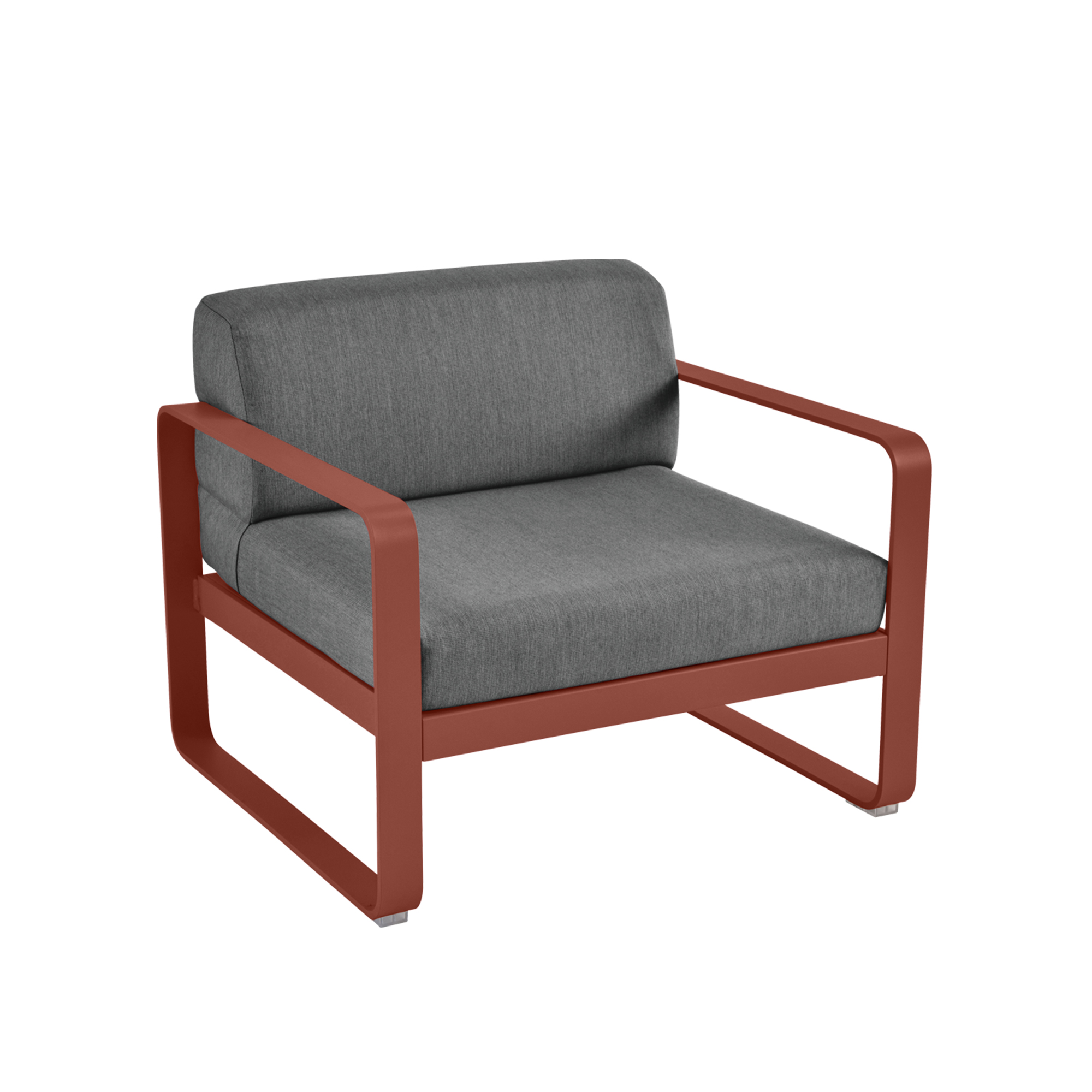 Fermob - Bellevie Armchair Graphite Grey Cushions, Red Ochre - Utomhusfåtöljer - Pagnon & Pelhaître - Metall/Plast