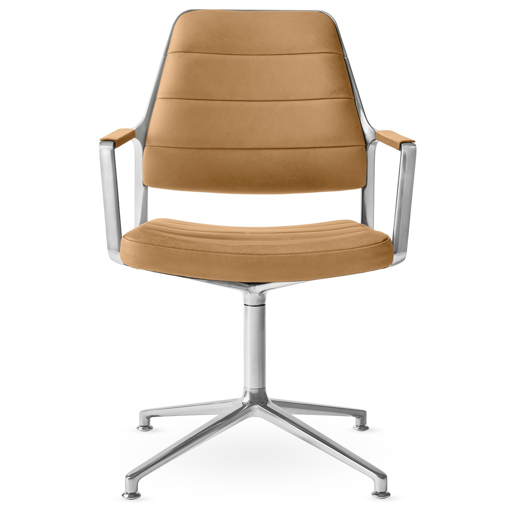 Vipp - Vipp455 Swivel chair, polished, gliders, Camel leather - Kontorsstolar