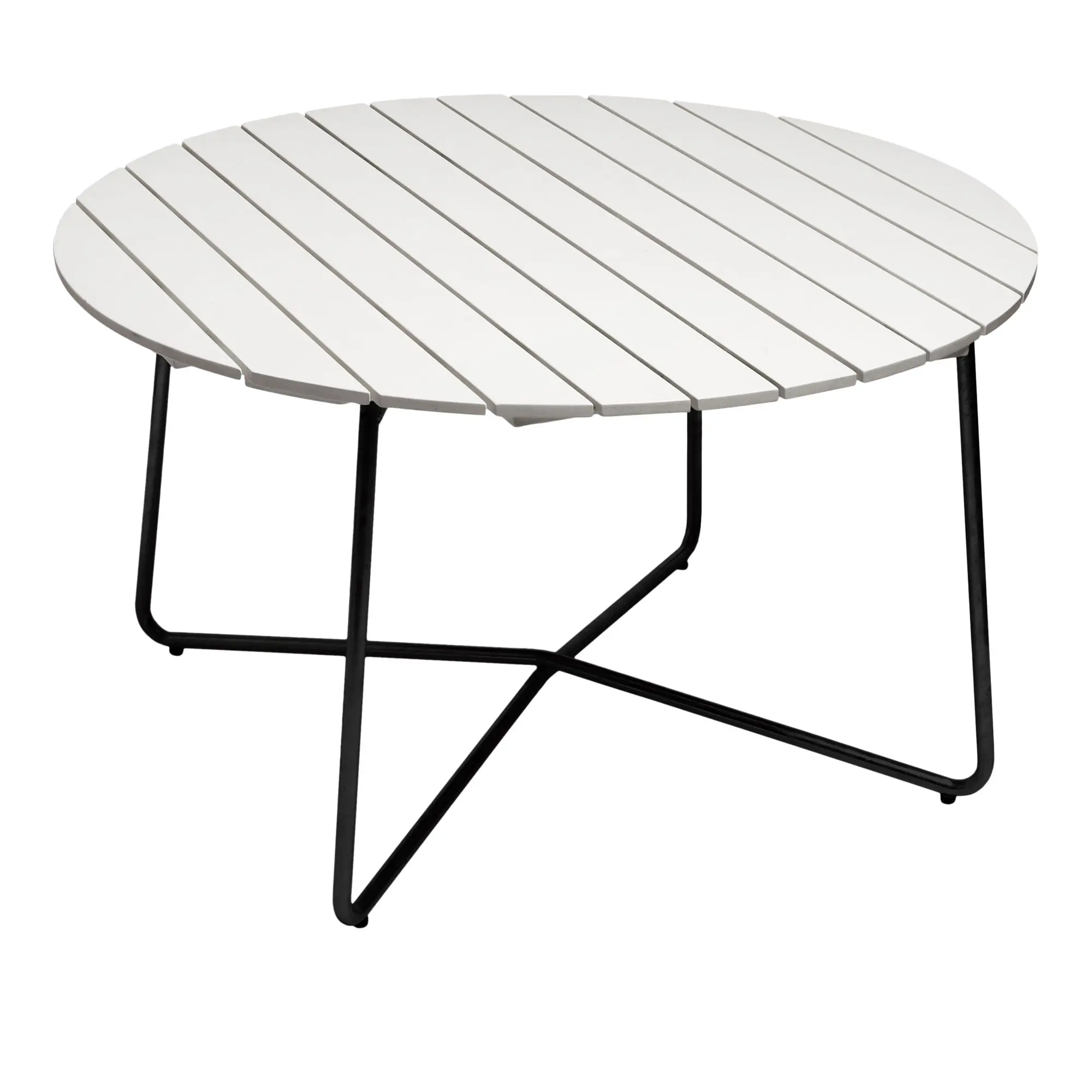 Bord 9A Ø120cm svart stativ hvitlakkert eik