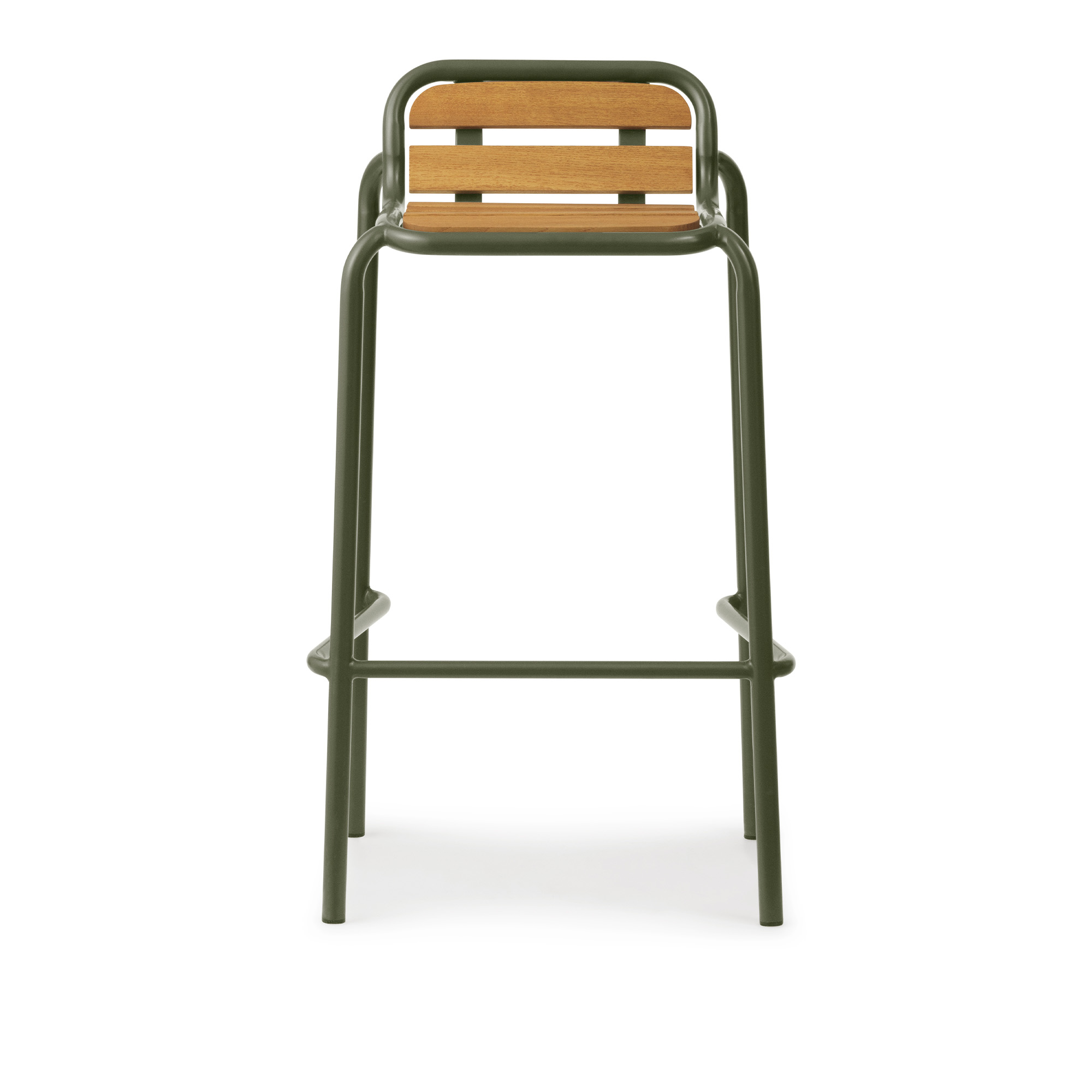 Normann Copenhagen - Vig Barstool Robinia 75 cm - Dark Green - Barstolar utomhus - Simon Legald - Grön - Metall/Trä | Utemöbler - Utestolar - Barstolar Utomhus | Möbelexperten