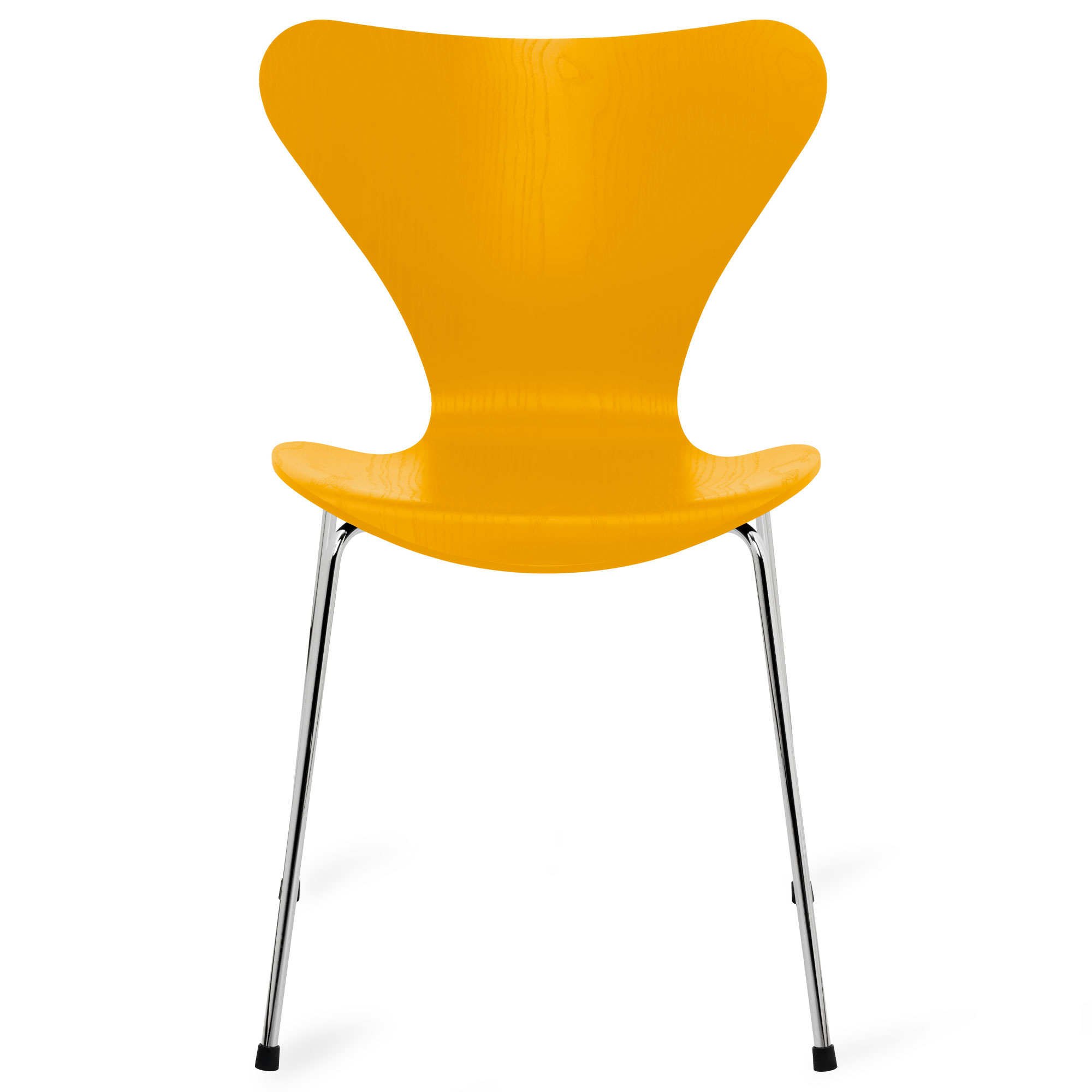 Fritz Hansen - Sjuan 3107 stol färgad askfanér chrome / true yellow - Matstolar - Arne Jacobsen - Gul - Metall/Trä