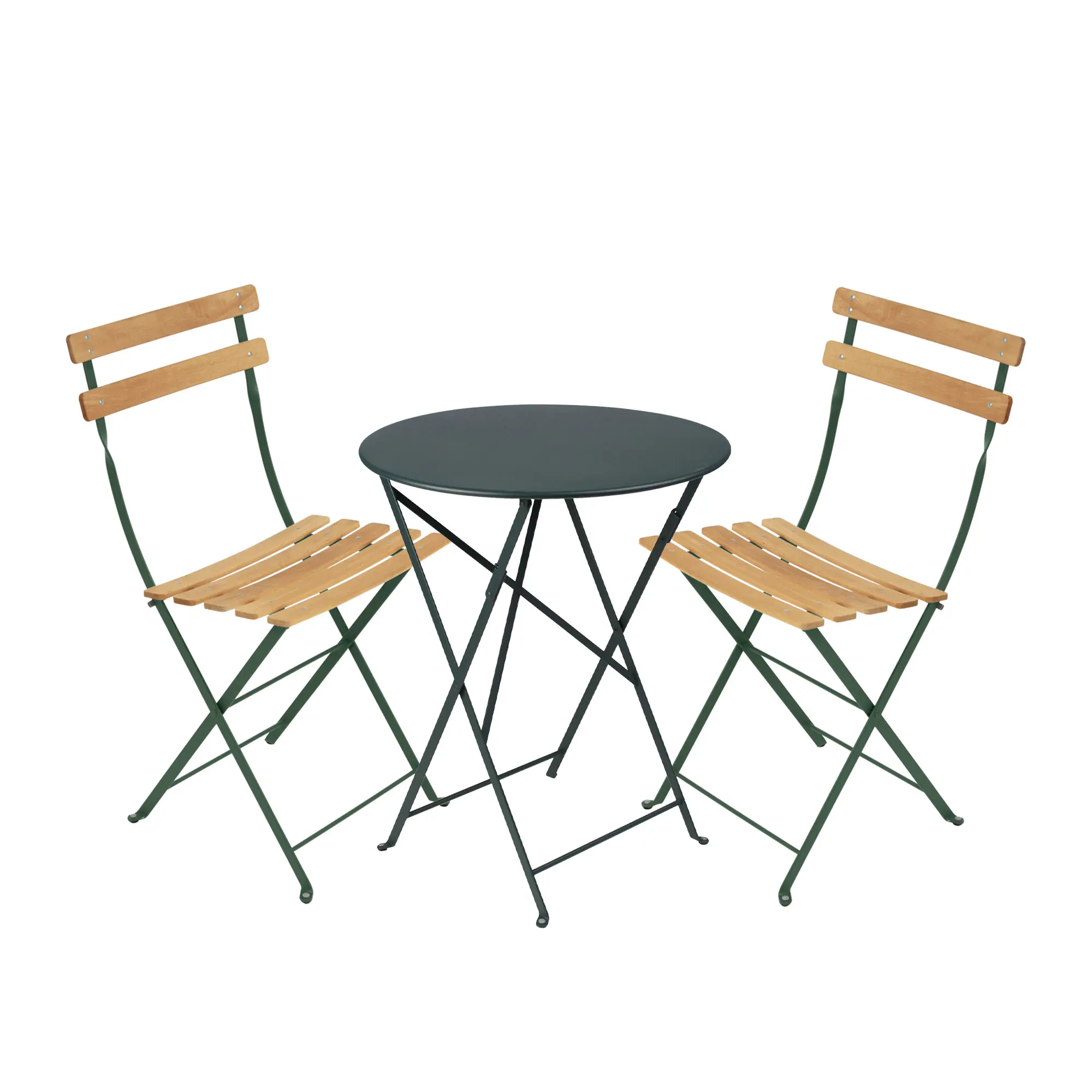 Bistro matgrupp Ø60cm & 2 trä stolar