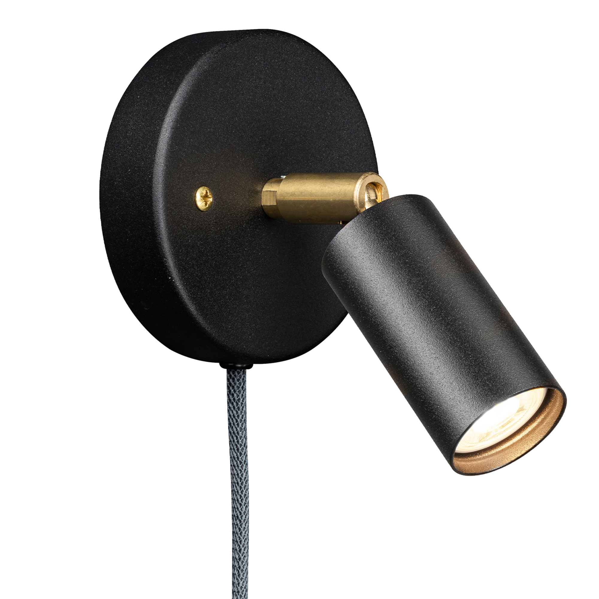 Örsjö Belysning - Starlight 1 spotlight with cable – Black textured lacquer RAL 9005 - Spotlights - Jonas Bohlin - Svart - Metall/Textilmaterial | Belysning - Taklampor - Spotlights | Möbelexperten