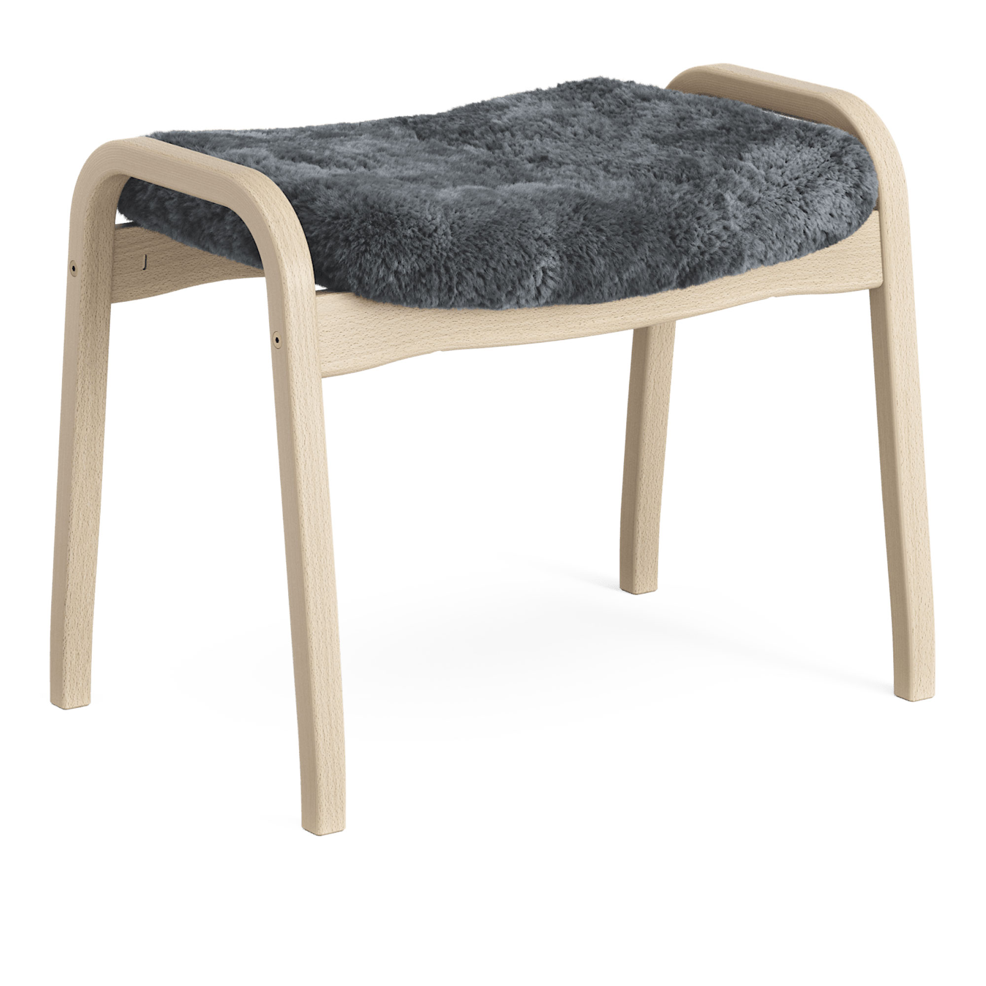 Swedese - Lamino fotpall naturlackad bok/fårskinn charcoal - Fotpallar - Yngve Ekström - Grå - Trä/Ull