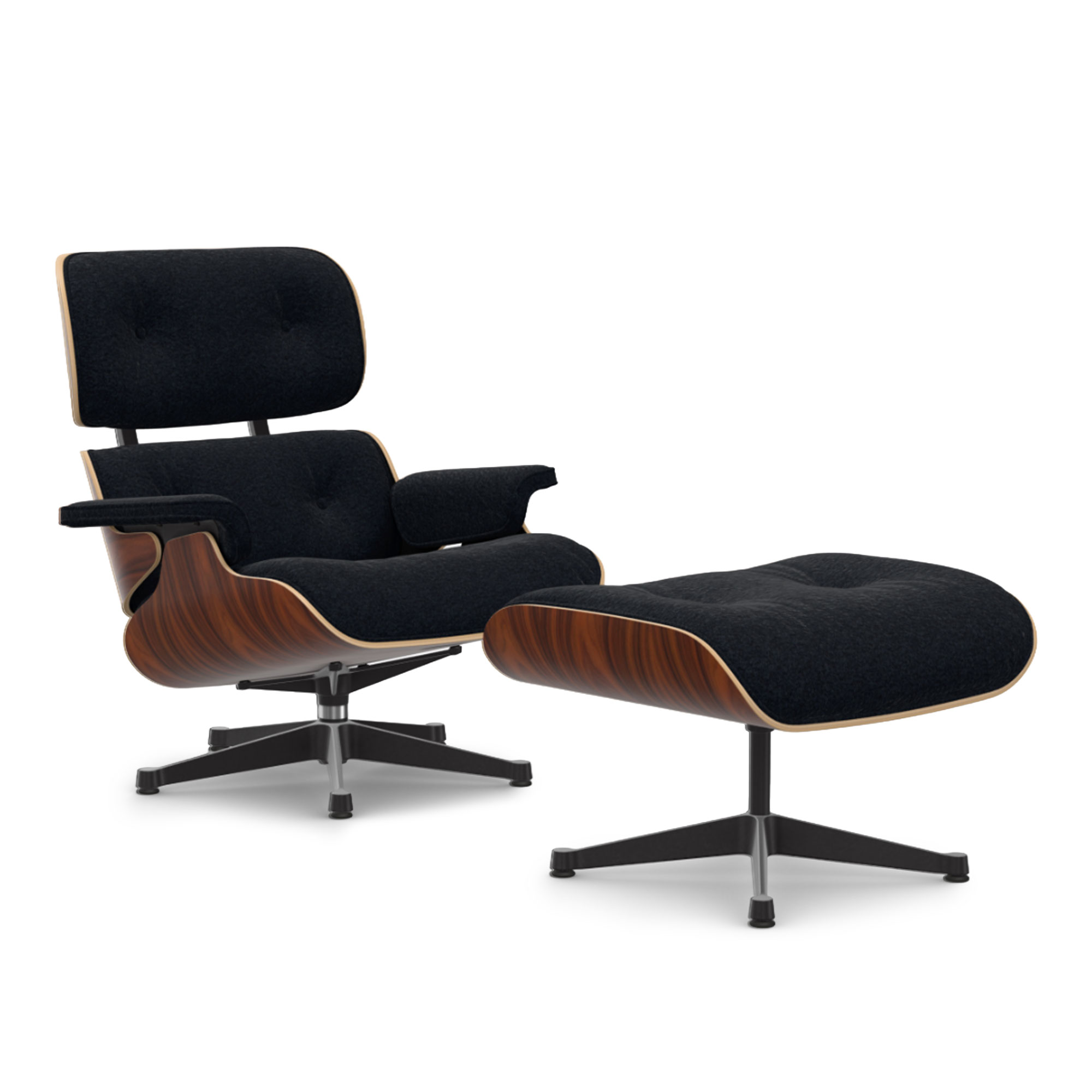 Vitra - Eames Lounge Set Santos Palisander Nubia Anthracite/Black 11 Polished Aluminium/Deep Black - Fåtöljer - Charles & Ray Eames - Svart | Möbler - Fåtöljer Och Puffar - Fåtöljer | Möbelexperten