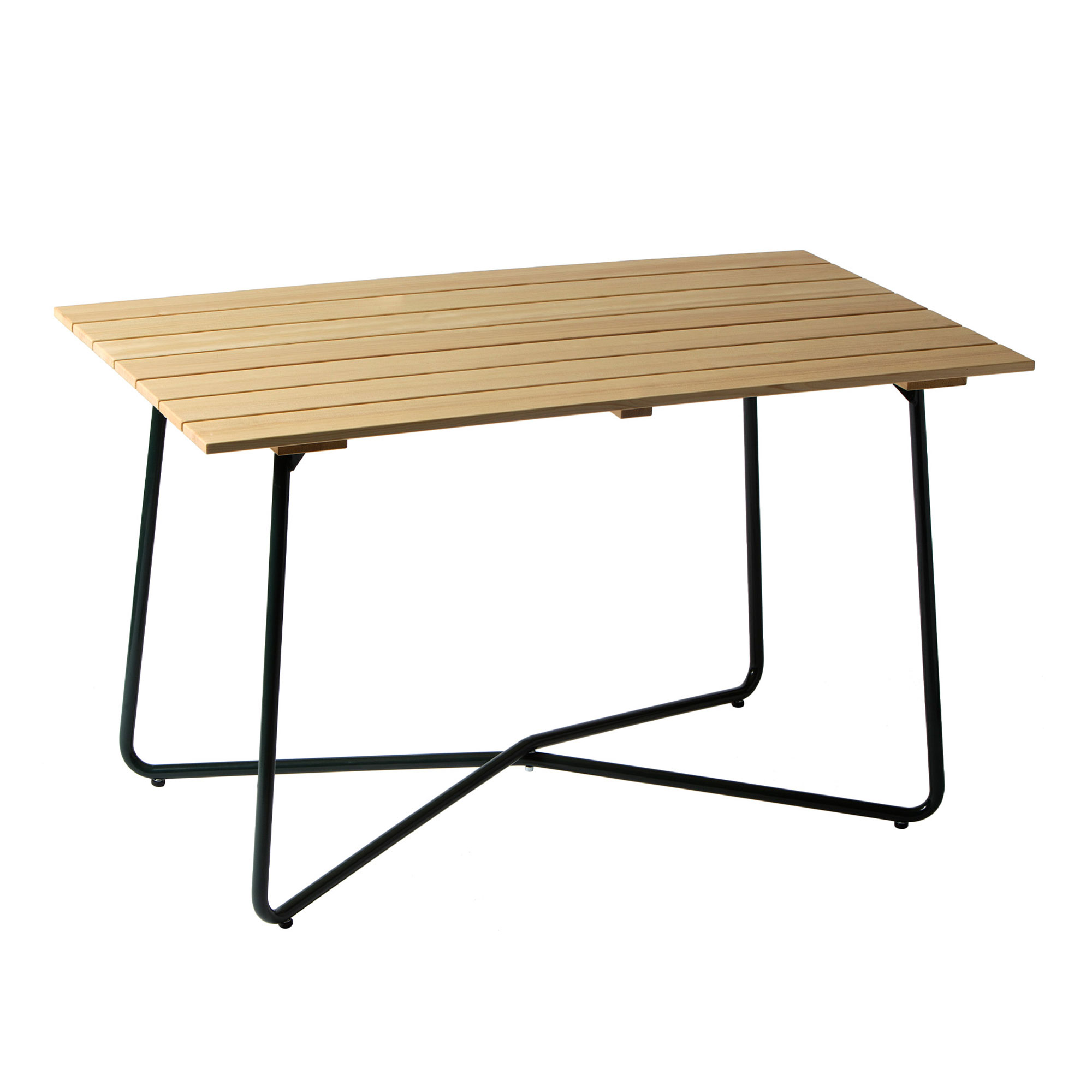 Grythyttan Stålmöbler - Bord B25A 120 cm Oljad furu / Grönt stativ - Matbord utomhus | Utemöbler - Utebord - Matbord Utomhus | Möbelexperten