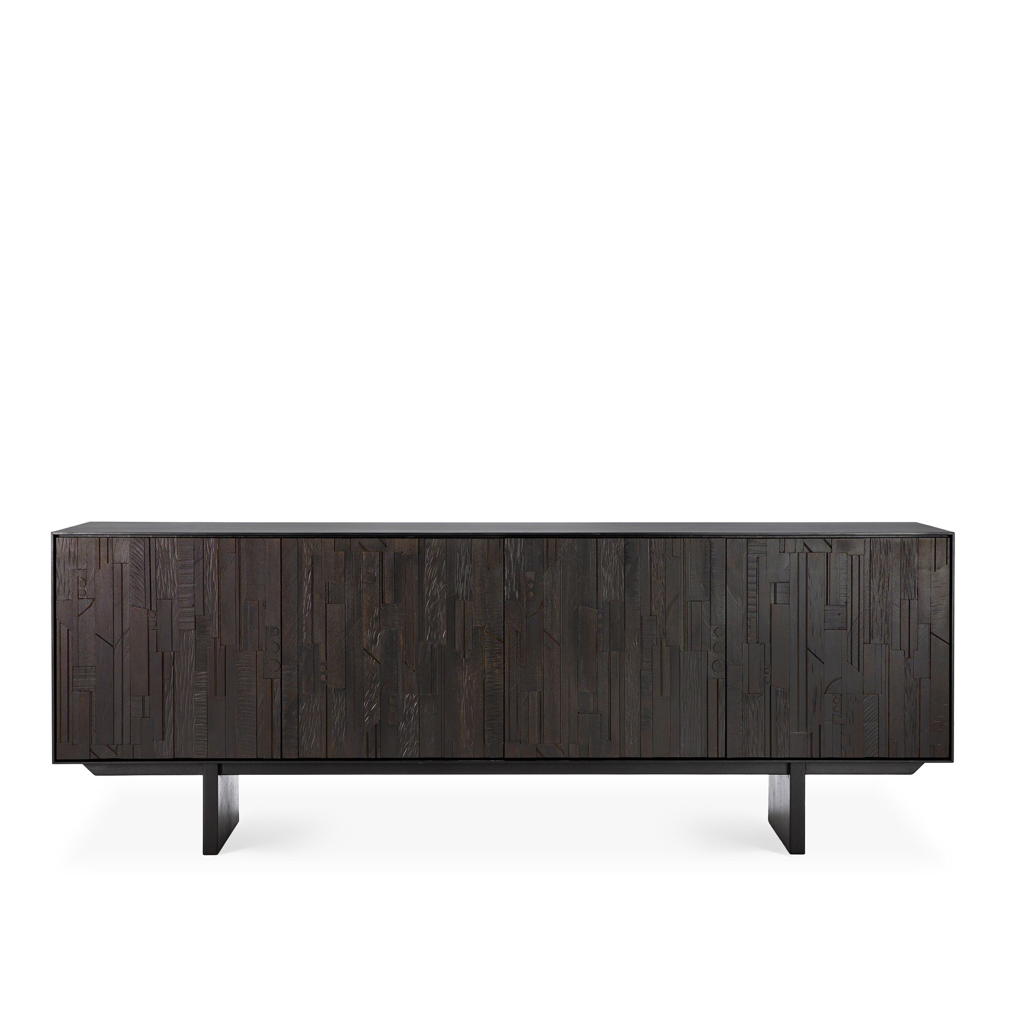 Ethnicraft - Mosaic Sideboard - Varnished Teak - Off Black - 4 Doors - Skänkar och sideboards - Alain Van Havre - Svart - Trä | Möbler - Förvaring Och Hyllor - Skänkar Och Sideboards | Möbelexperten