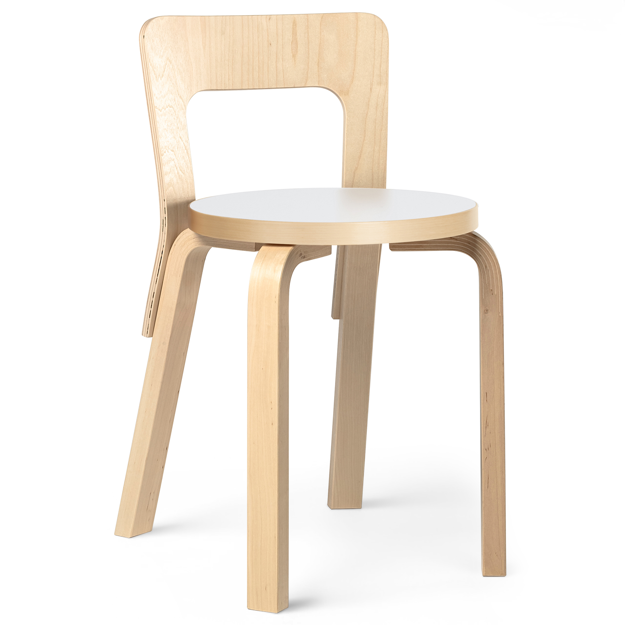 Artek - Stol 65, Vit laminat - Matstolar - Alvar Aalto - Vit - Tr&auml;
