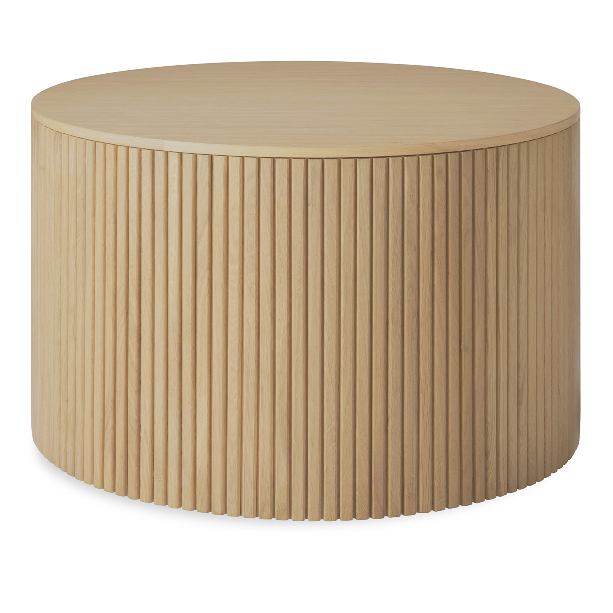 Ethnicraft - Roller Max Coffee Table - Oak - Round - Removable Cover 60 cm - Soffbord - Alain Van Havre - Tr&auml;f&auml;rgad - Tr&auml;