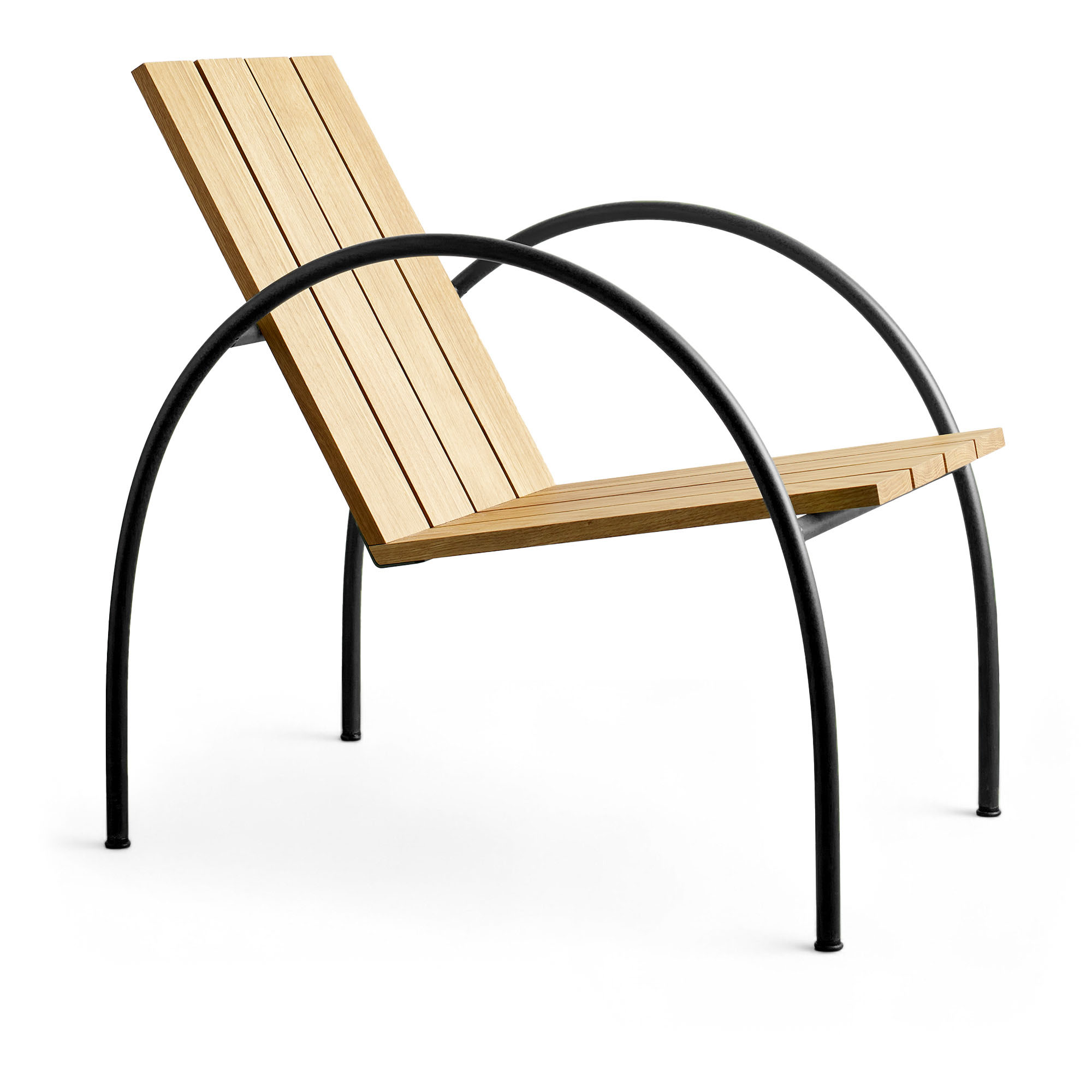 Ingridsdotter - Liv karmstol utomhus stål ek svart/natur - Fåtöljer utomhus - Jonas Bohlin - Svart - Metall/Trä | Utemöbler - Loungemöbler - Fåtöljer Utomhus | Möbelexperten