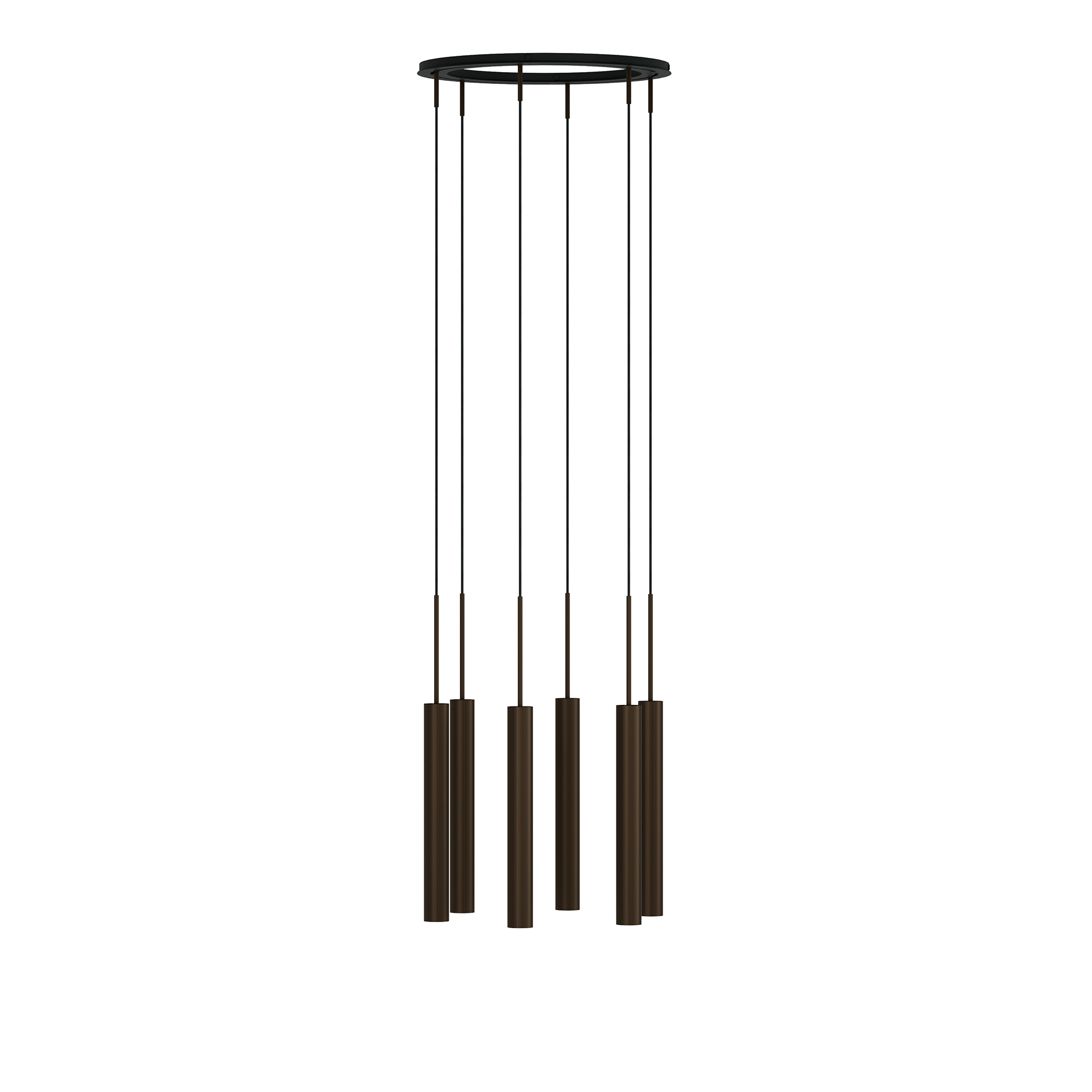 Audo Copenhagen - Tubulaire Chandelier 6 Aluminium Anodized Bronzed CE - Takkronor - Kroeyer-Saetter-Lassen - Brons | Belysning - Taklampor - Takkronor | Möbelexperten