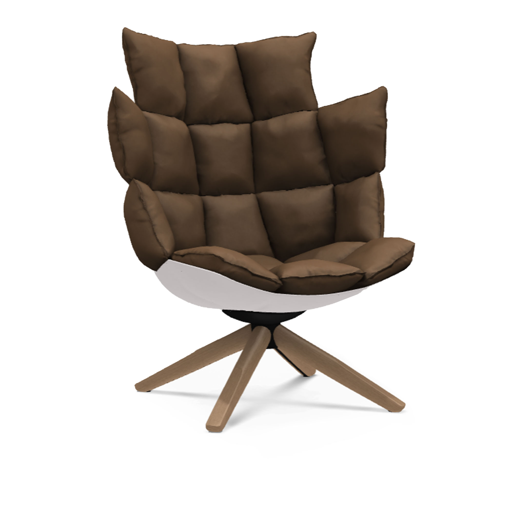 B&B Italia - Husk H3G Leather Kappa Kasia 315 White shell, brushed light oak - Snurrfåtöljer - Patricia Urquiola - Brun - Läder/Trä/Syntetiskt