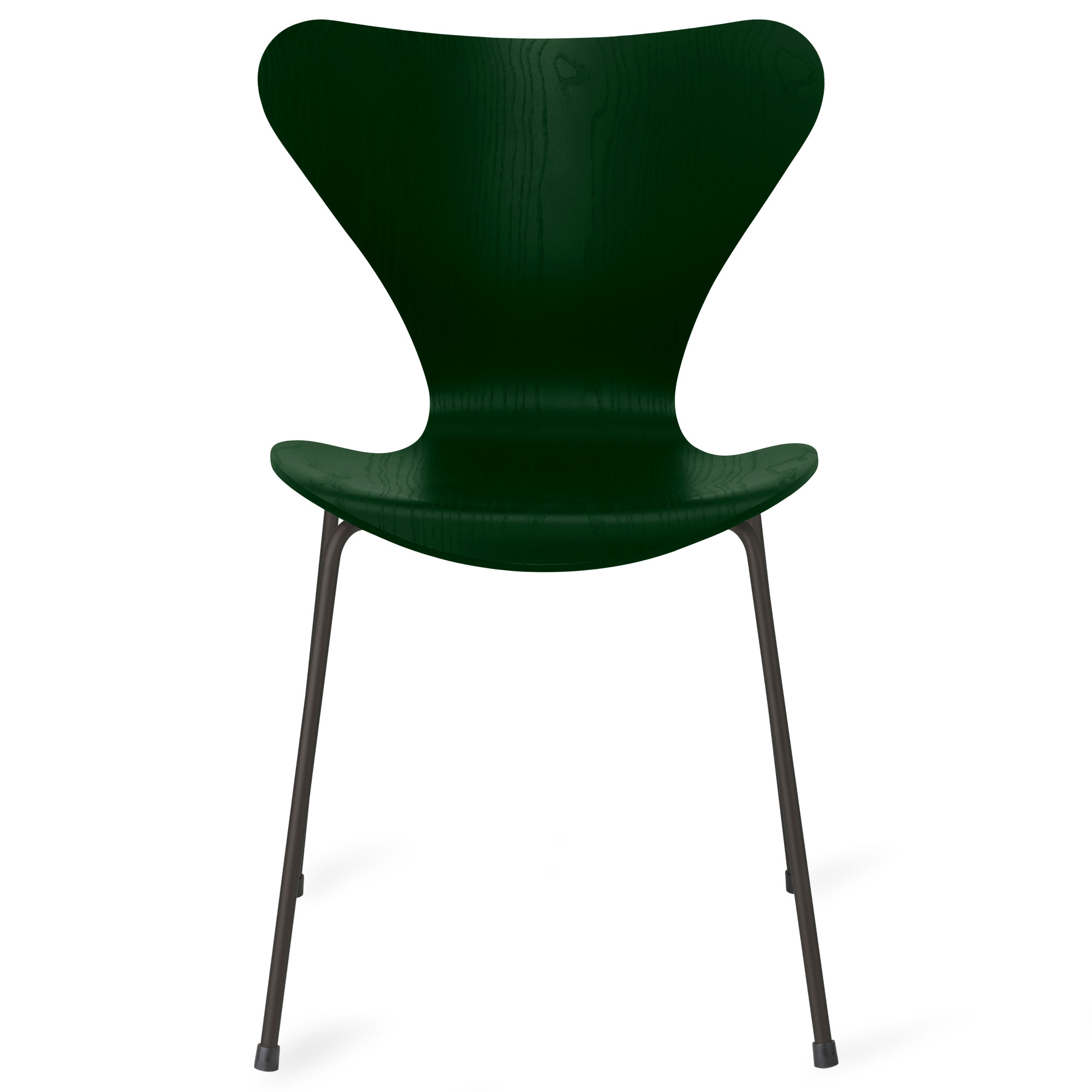 Fritz Hansen - Sjuan 3107 stol f&auml;rgad askfan&eacute;r warm graphite / evergreen - Matstolar - Arne Jacobsen - Gr&ouml;n - Metall/Tr&auml;