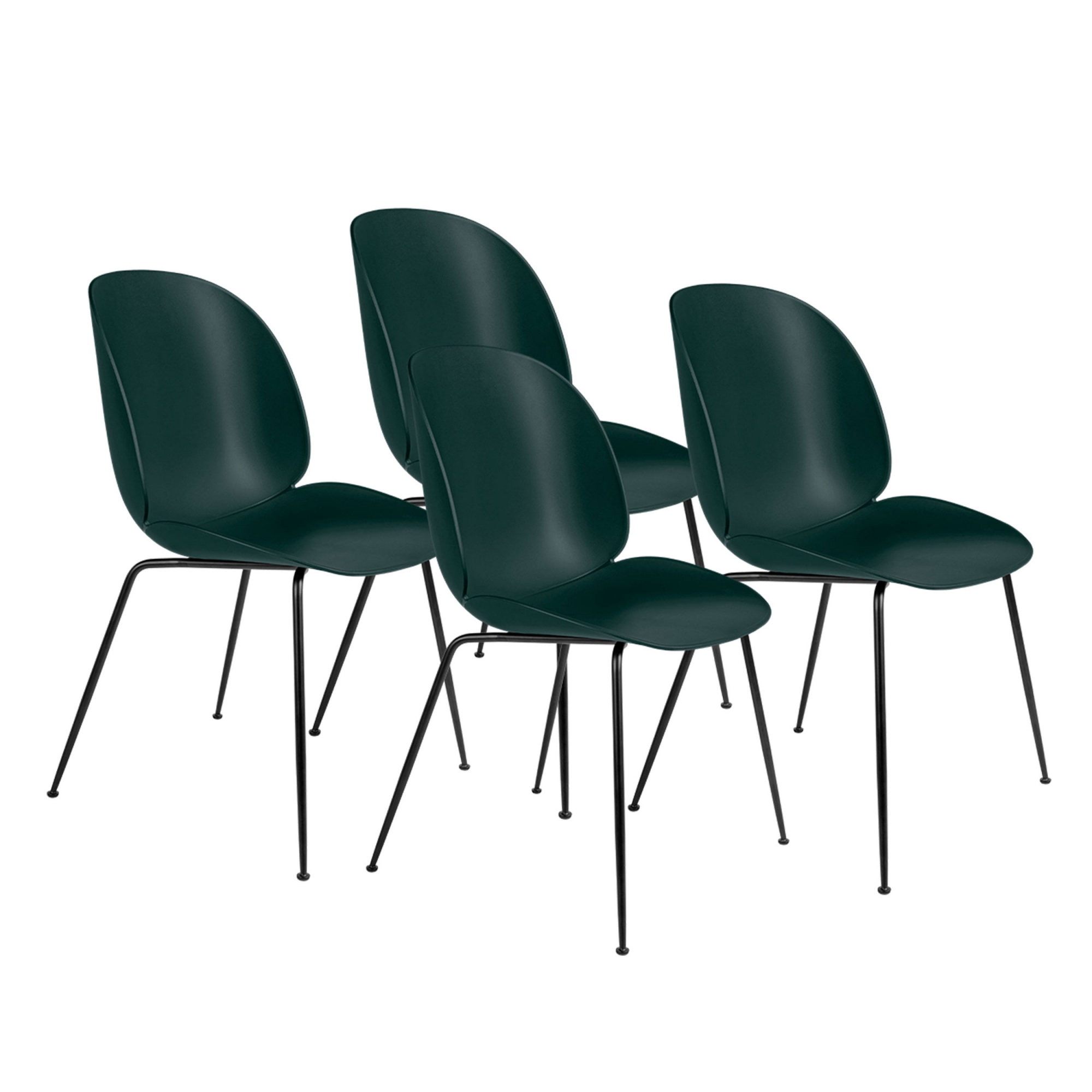 Gubi - Beetle Dining Chair Un-upholstered 4-pack - Dark Green - Matstolar - GamFratesi - Grön - Metall/Plast