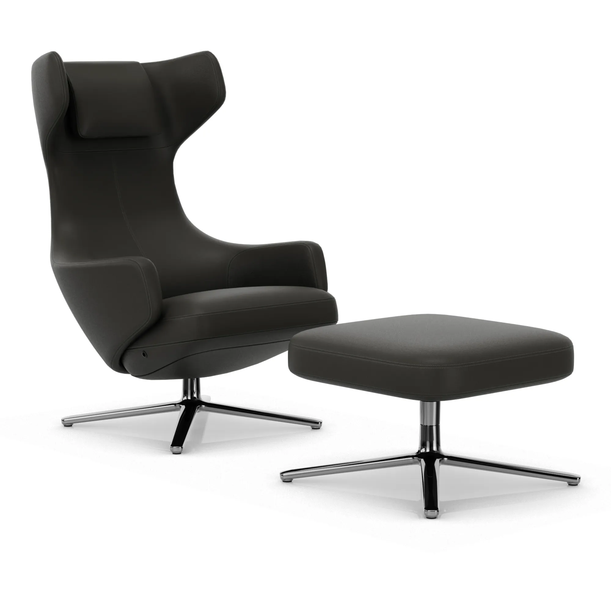 Grand Repos fåtölj & Repos Ottoman fotpall Polished