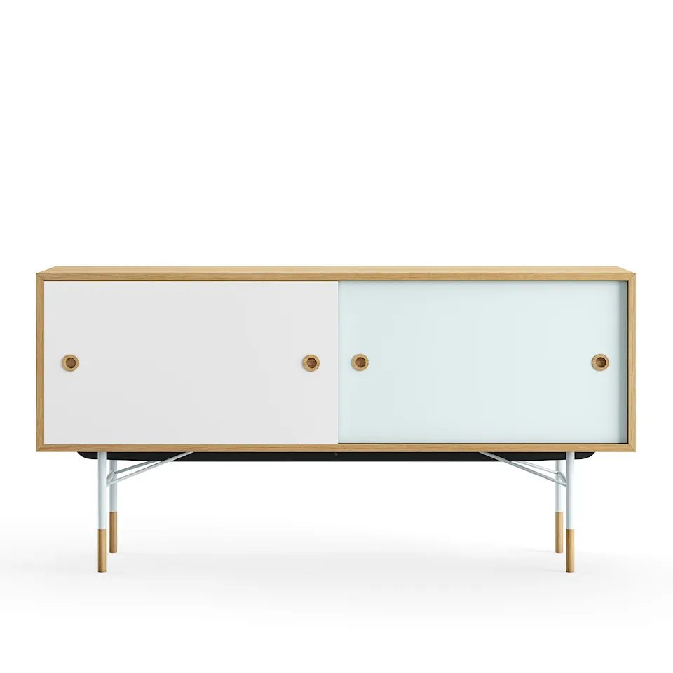 Sideboard utan lådor Dark oiled oak White/Light Blue