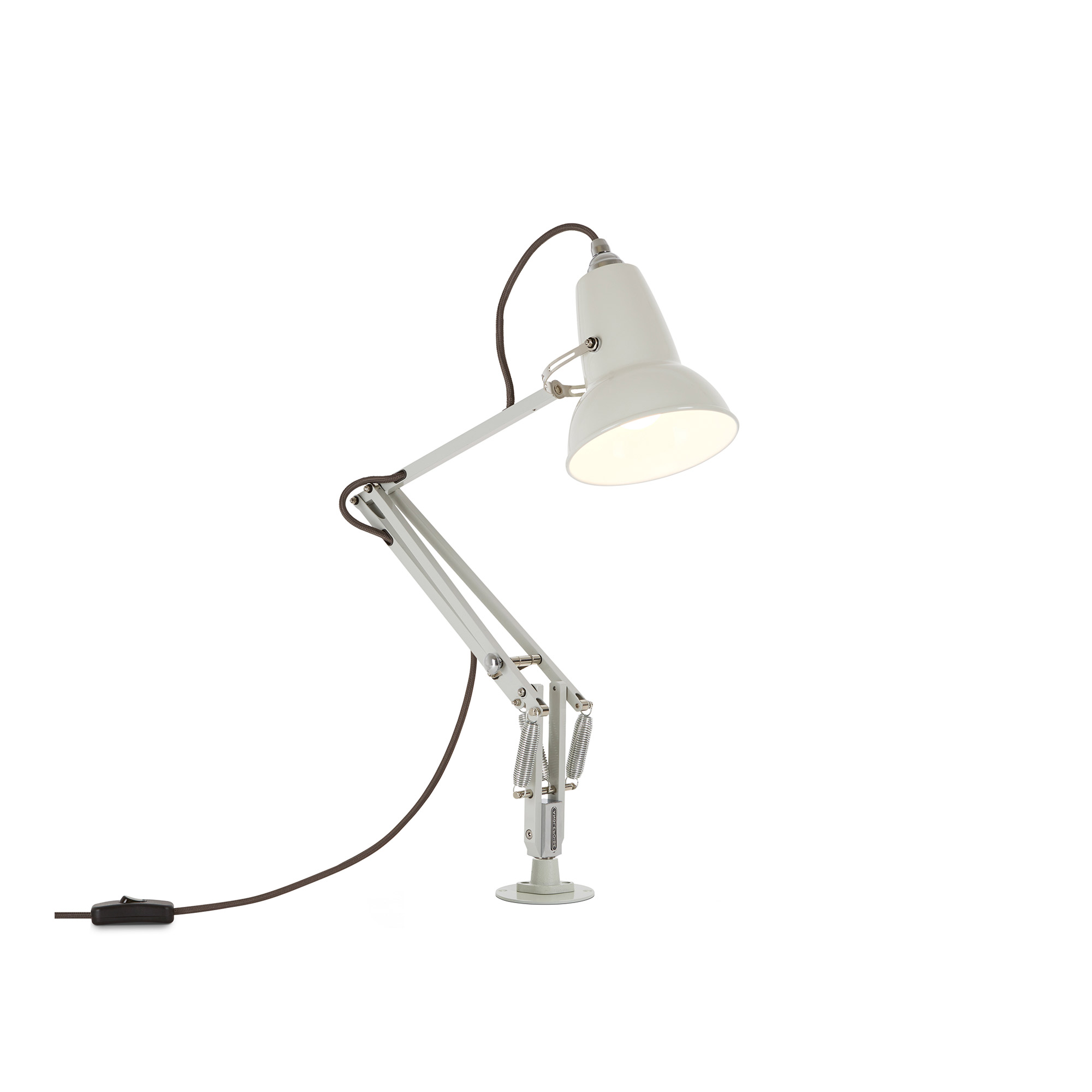 Anglepoise - Original 1227 Mini Desk Lamp Fixed Base Jet Black Linen White - Skrivbordslampor - George Carwardine - Vit