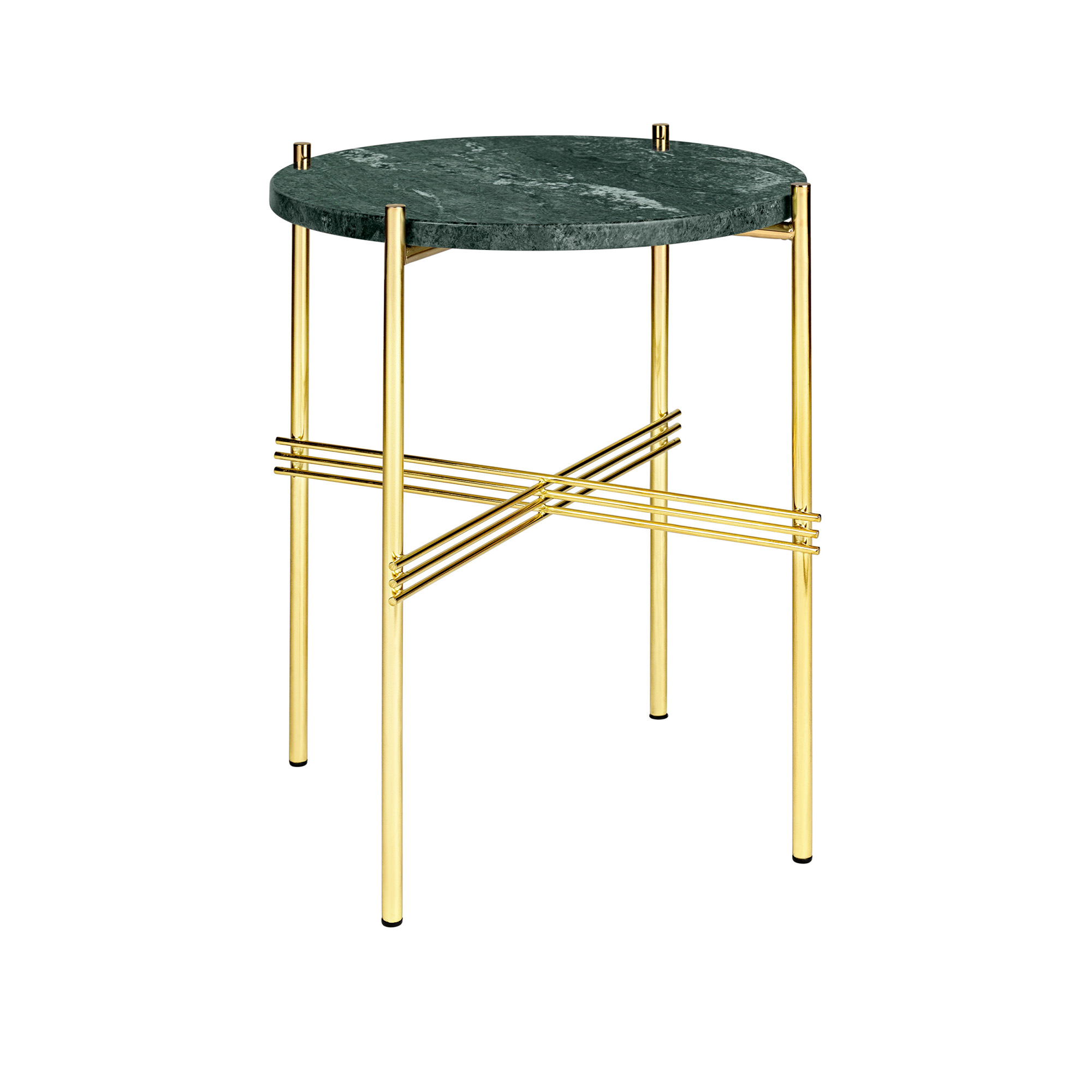 TS Round sidebord green guatemala marble, ø 40, messingstativ