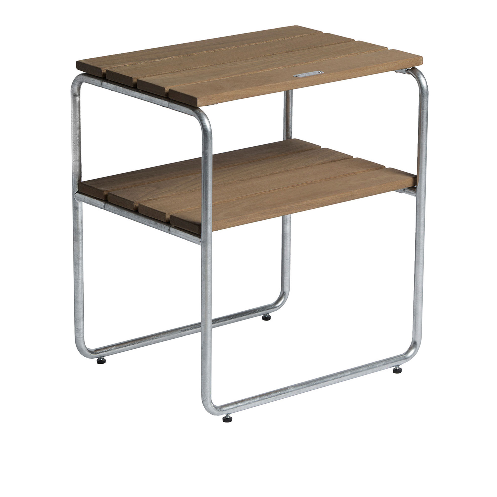 Grythyttan Stålmöbler - Sidobord L45 Oljad Ek / Varmförzinkat Stativ - Småbord och sidobord utomhus - Jan-Olof Ågren,Maria Håård - Träfärgad - Metall/Trä | Utemöbler - Utebord - Småbord Och Sidobord Utomhus | Möbelexperten