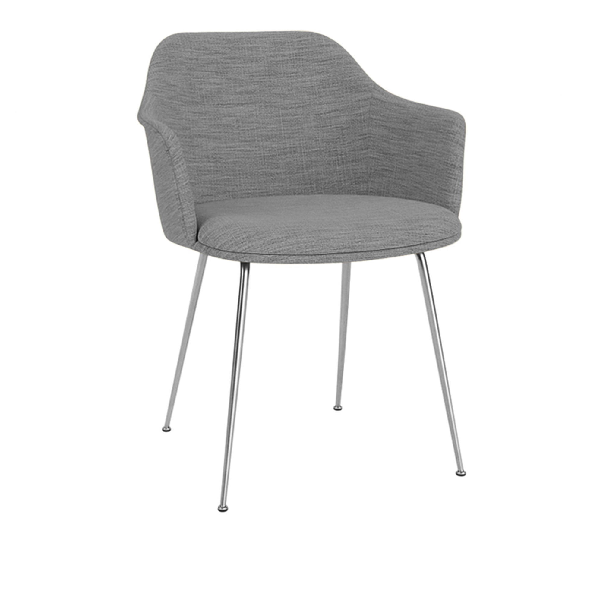 &Tradition - Rely Armchair HW36 Seat Cushion, Chrome Base Fabric Cat.2 Col 12 Ruskin - Matstolar - Hee Welling - Grå - Textilmaterial/Syntetiskt/Plast