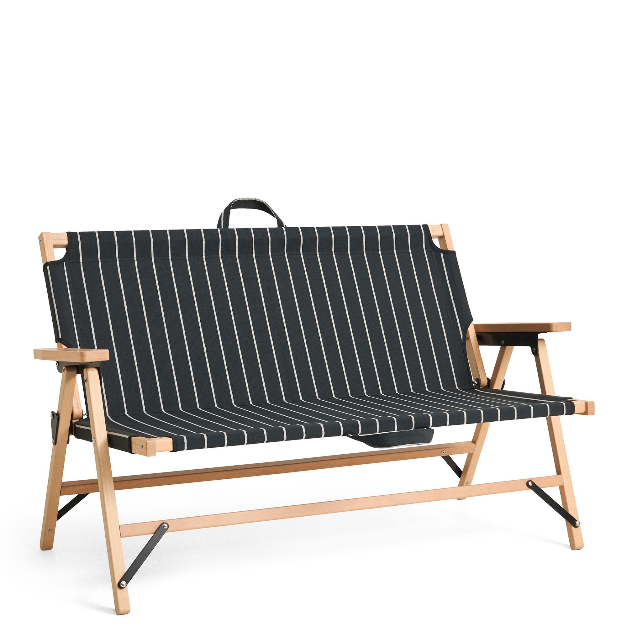 HAY - Outdoor Market Folding Sofa black with beige stripe - Soffor utomhus - Jasper Morrison - Trä | Utemöbler - Loungemöbler - Soffor Utomhus | Möbelexperten