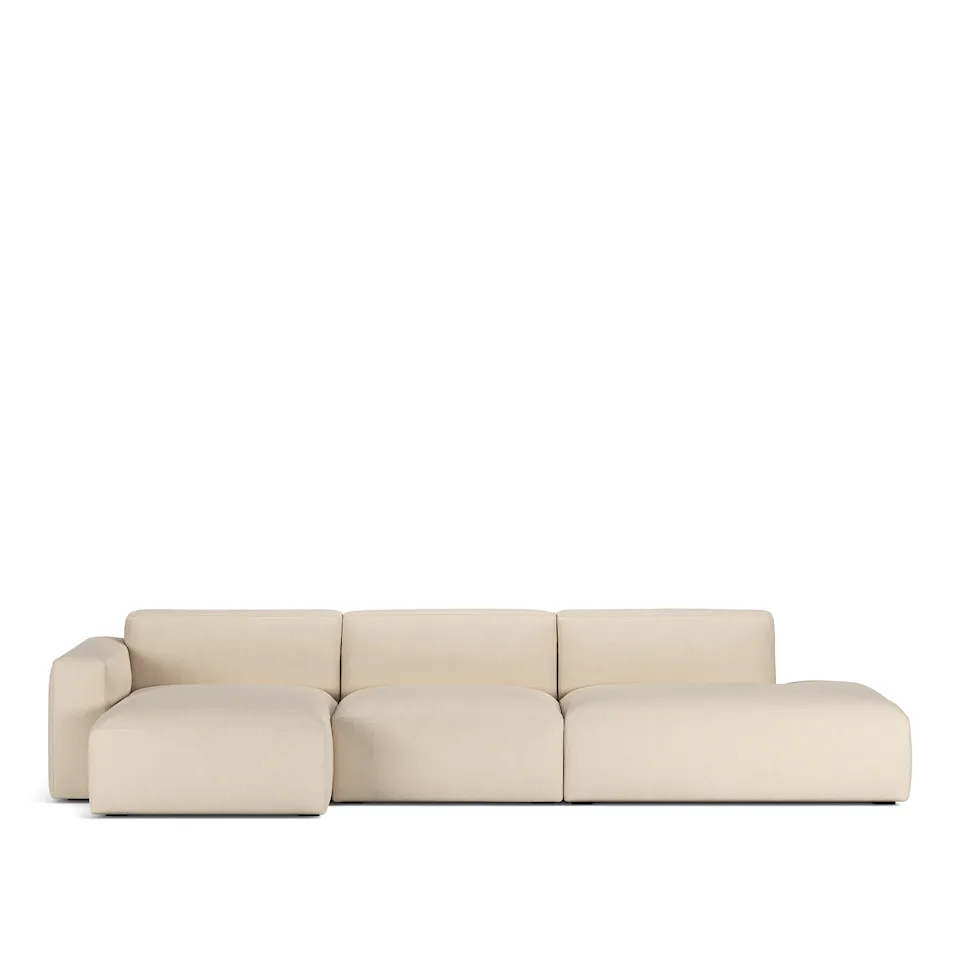 Brick 3-Seater Chaise Lounge Open End Right Shadow Nature Fixed Upholstery