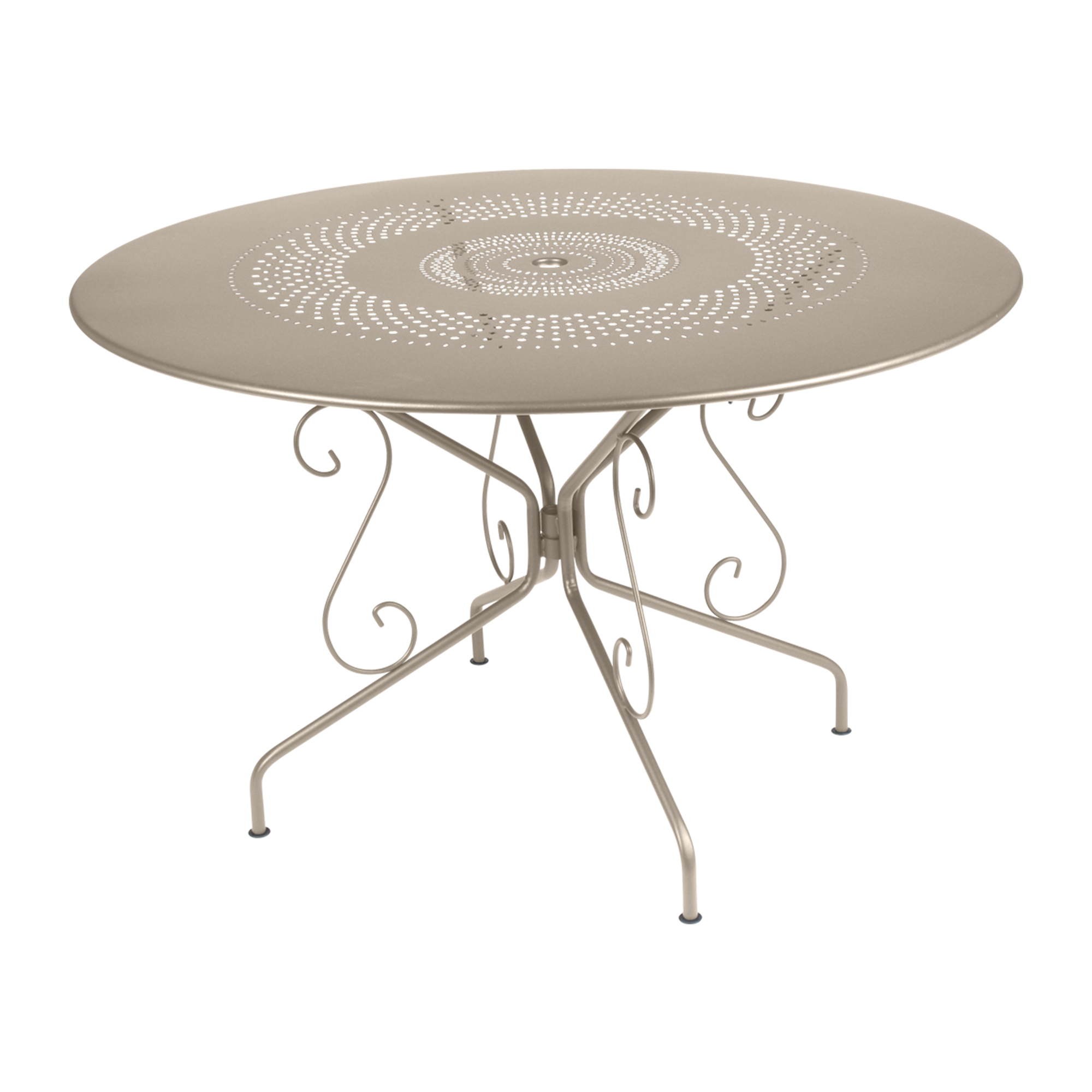 Fermob - Montmartre Table Ø 117 cm, Nutmeg - Matbord utomhus - Beige - Metall